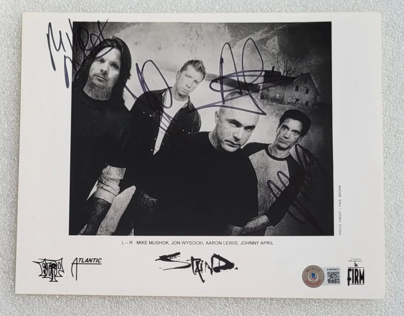 STAIND SIGNED PHOTO BECKETT LOA BAS COA ROCK MUSIC BAND AUTOGRAPHED, image 2
