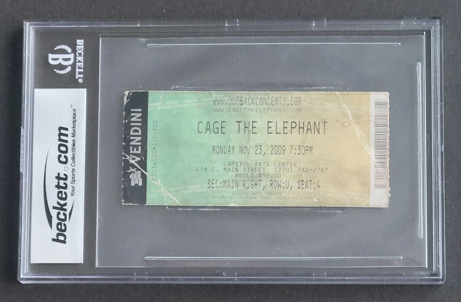 MATT SHULTZ SIGNED SLABBED BECKETT BAS COA BAND AUTOGRAPHED CAGE THE ELEPHANT, image 2