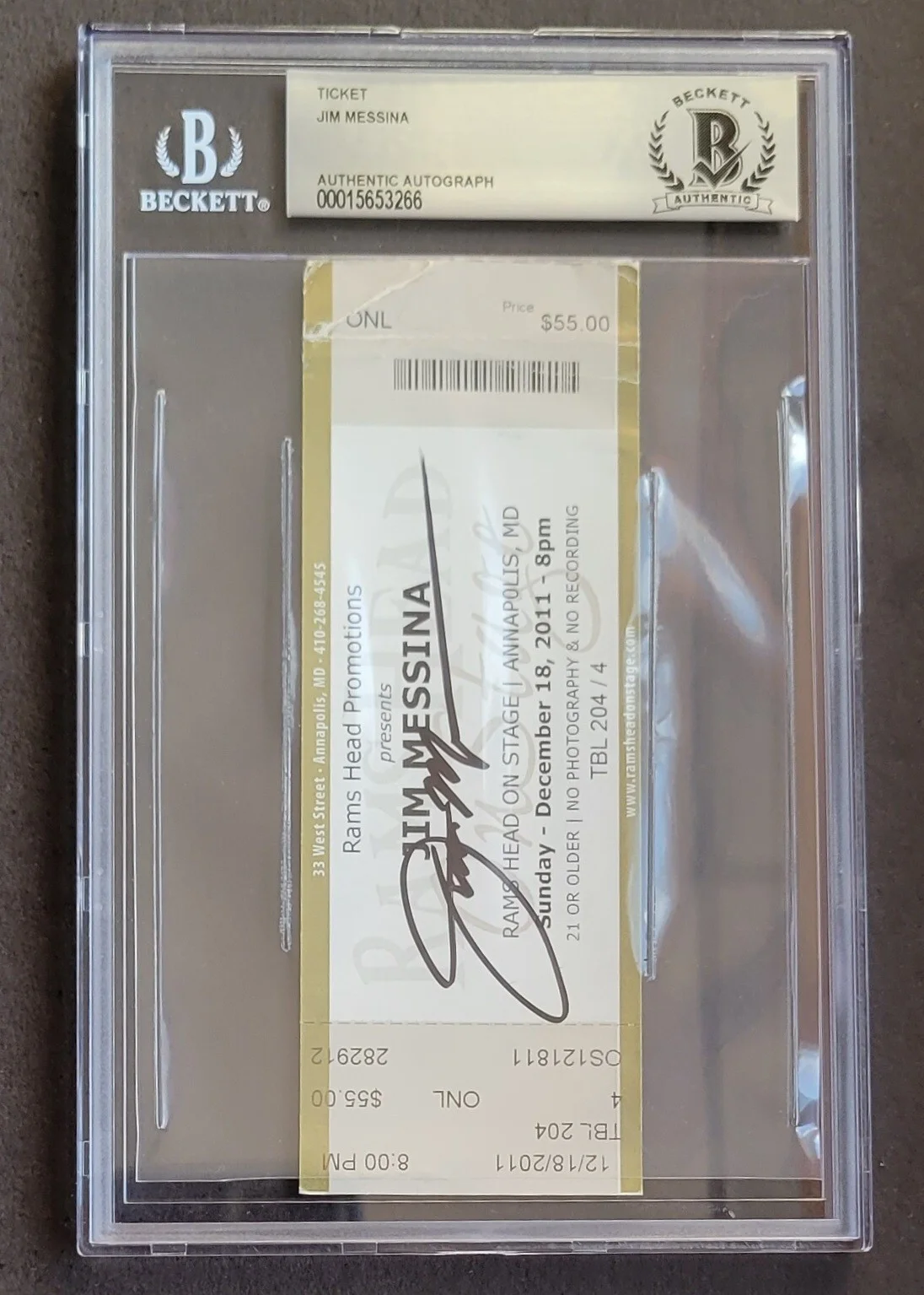 JIM MESSINA SIGNED SLABBED BECKETT BAS COA MUSIC SINGER LOGGINS BAND AUTOGRAPHED, image 2