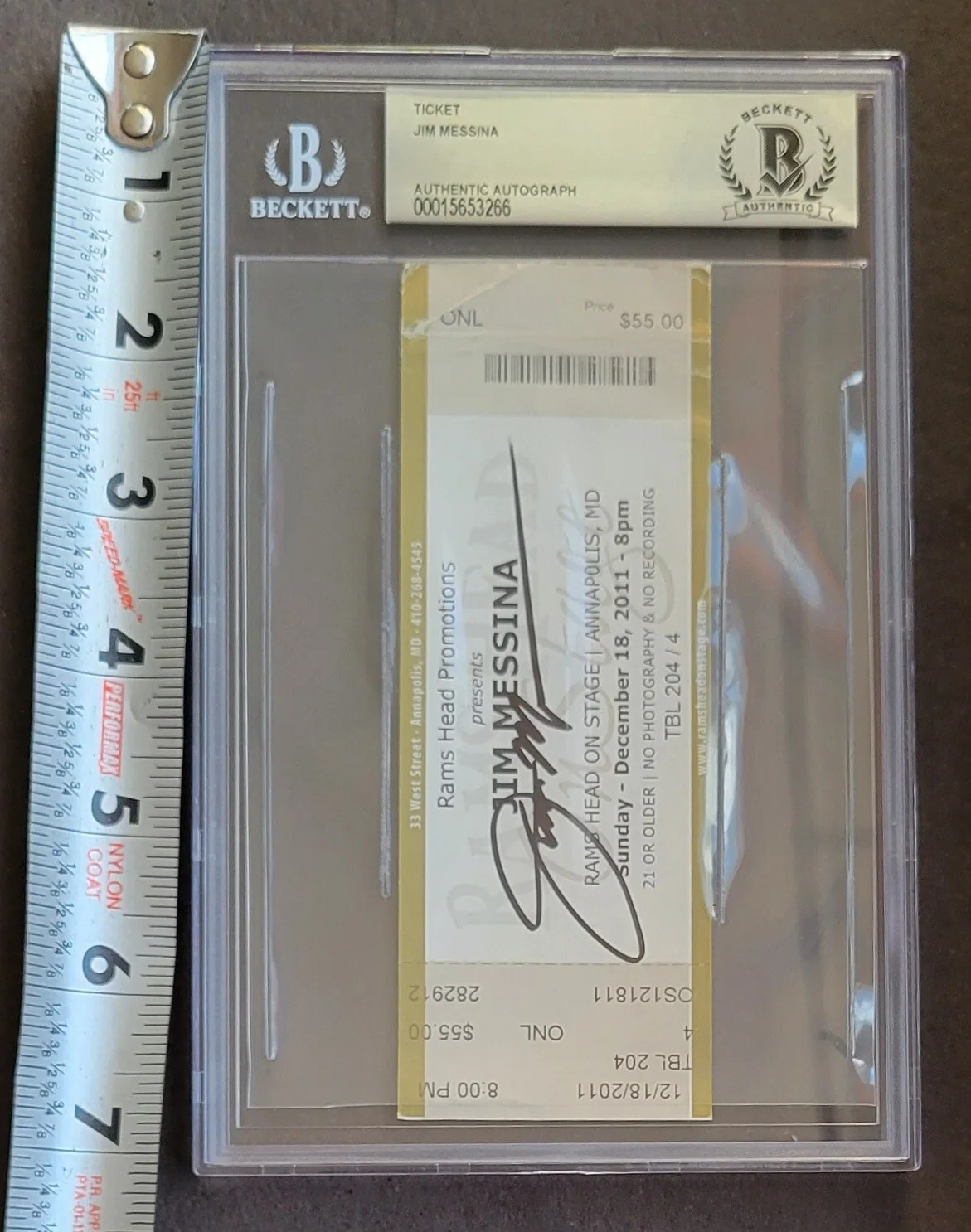 JIM MESSINA SIGNED SLABBED BECKETT BAS COA MUSIC SINGER LOGGINS BAND AUTOGRAPHED, image 3