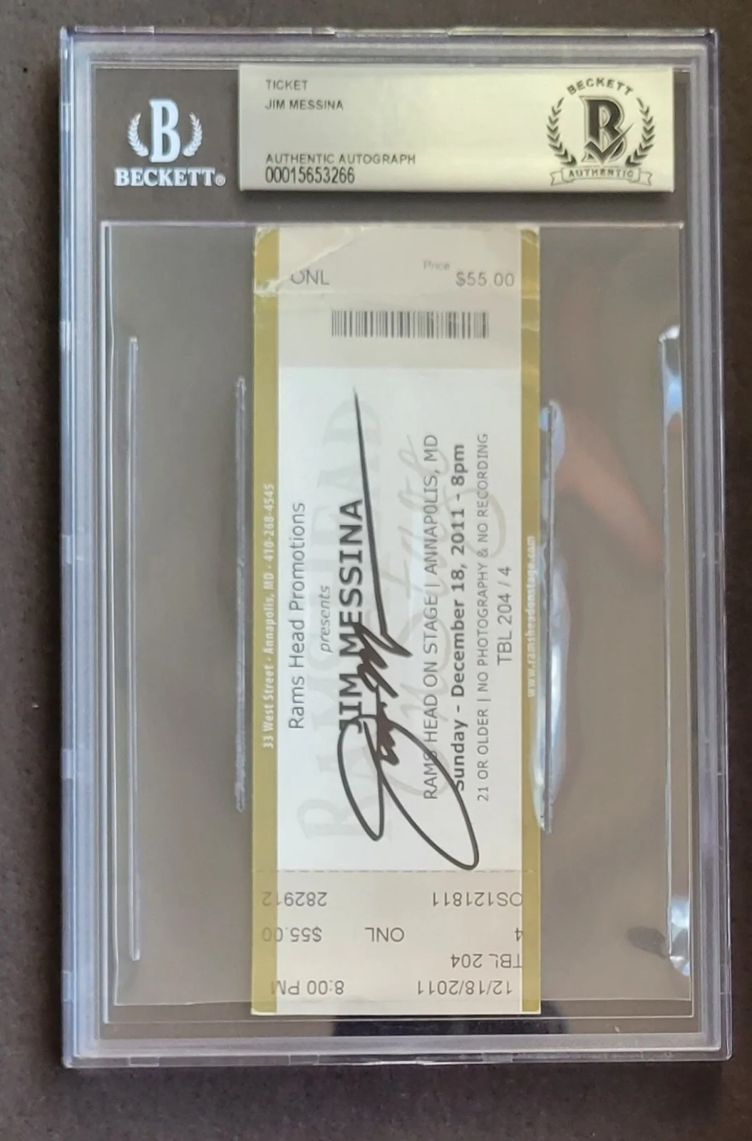 JIM MESSINA SIGNED SLABBED BECKETT BAS COA MUSIC SINGER LOGGINS BAND AUTOGRAPHED, image 4
