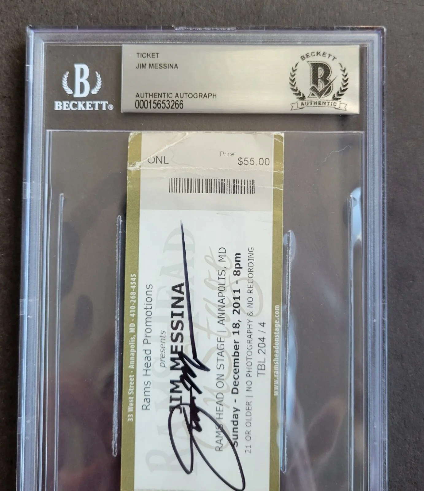 JIM MESSINA SIGNED SLABBED BECKETT BAS COA MUSIC SINGER LOGGINS BAND AUTOGRAPHED, image 5
