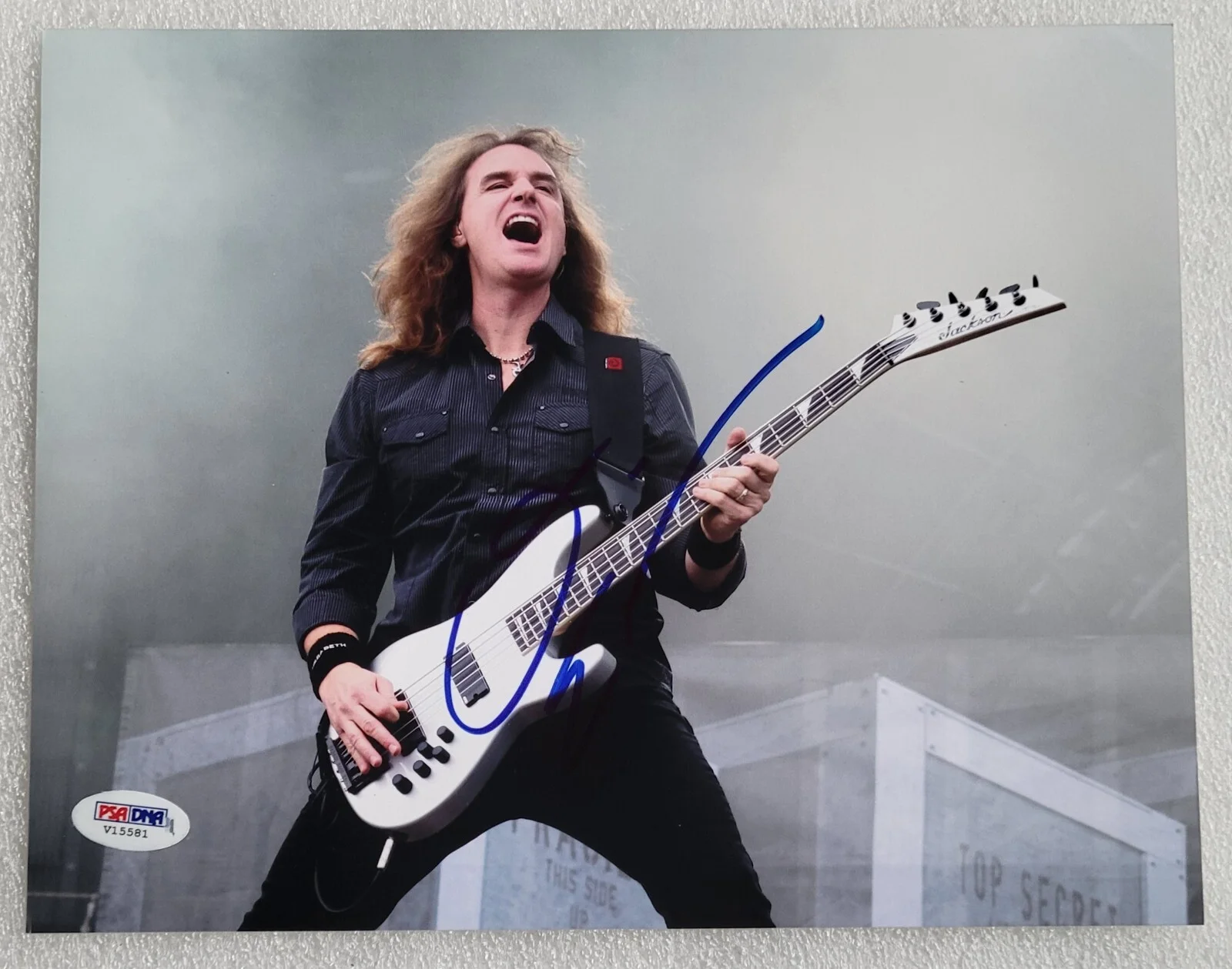 DAVID ELLEFSON SIGNED PSA/DNA COA MEGADETH BAND 8X10 PHOTO DAVE AUTOGRAPHED, изображение 2