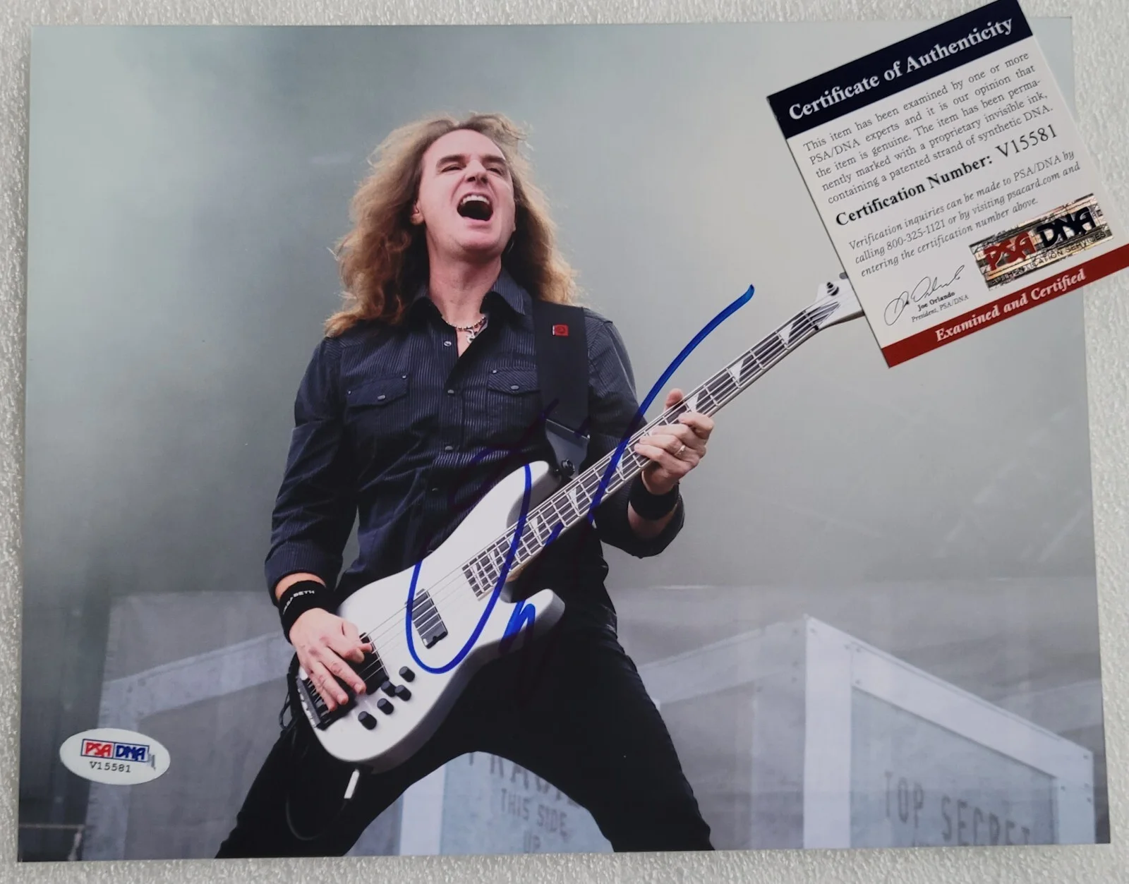 DAVID ELLEFSON SIGNED PSA/DNA COA MEGADETH BAND 8X10 PHOTO DAVE AUTOGRAPHED, изображение 3