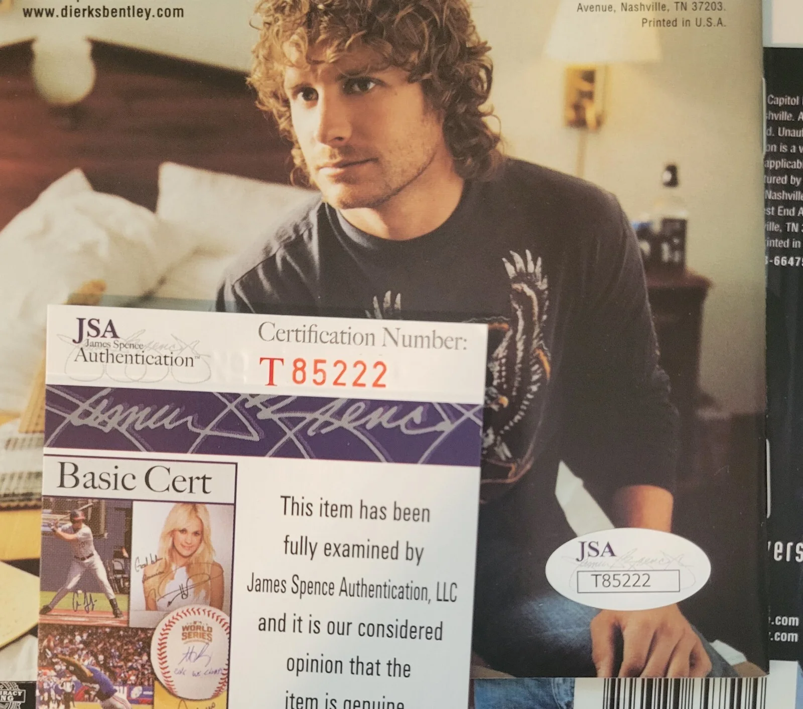 DIERKS BENTLEY CD DISPLAY JSA CERTIFIED COA SIGNED COUNTRY MUSIC AUTOGRAPHED, изображение 3