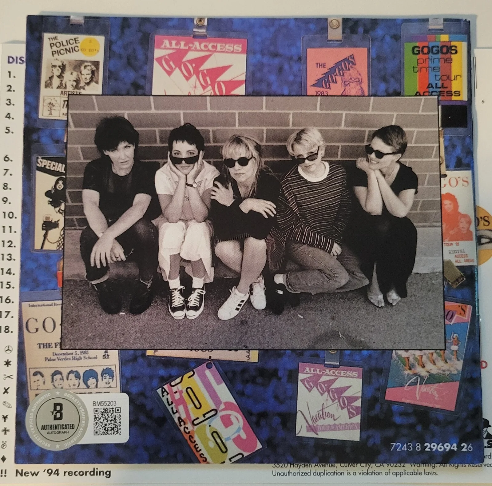 THE GO GO'S DISPLAY AUTOGRAPHED BECKETT BAS COA SIGNED GINA JANE WIEDLIN, image 4