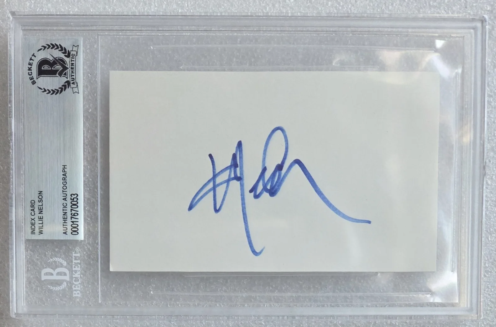 WILLIE NELSON SIGNED INDEX CARD SLABBED BECKETT BAS COA COUNTRY AUTOGRAPHED GIFT, image 2
