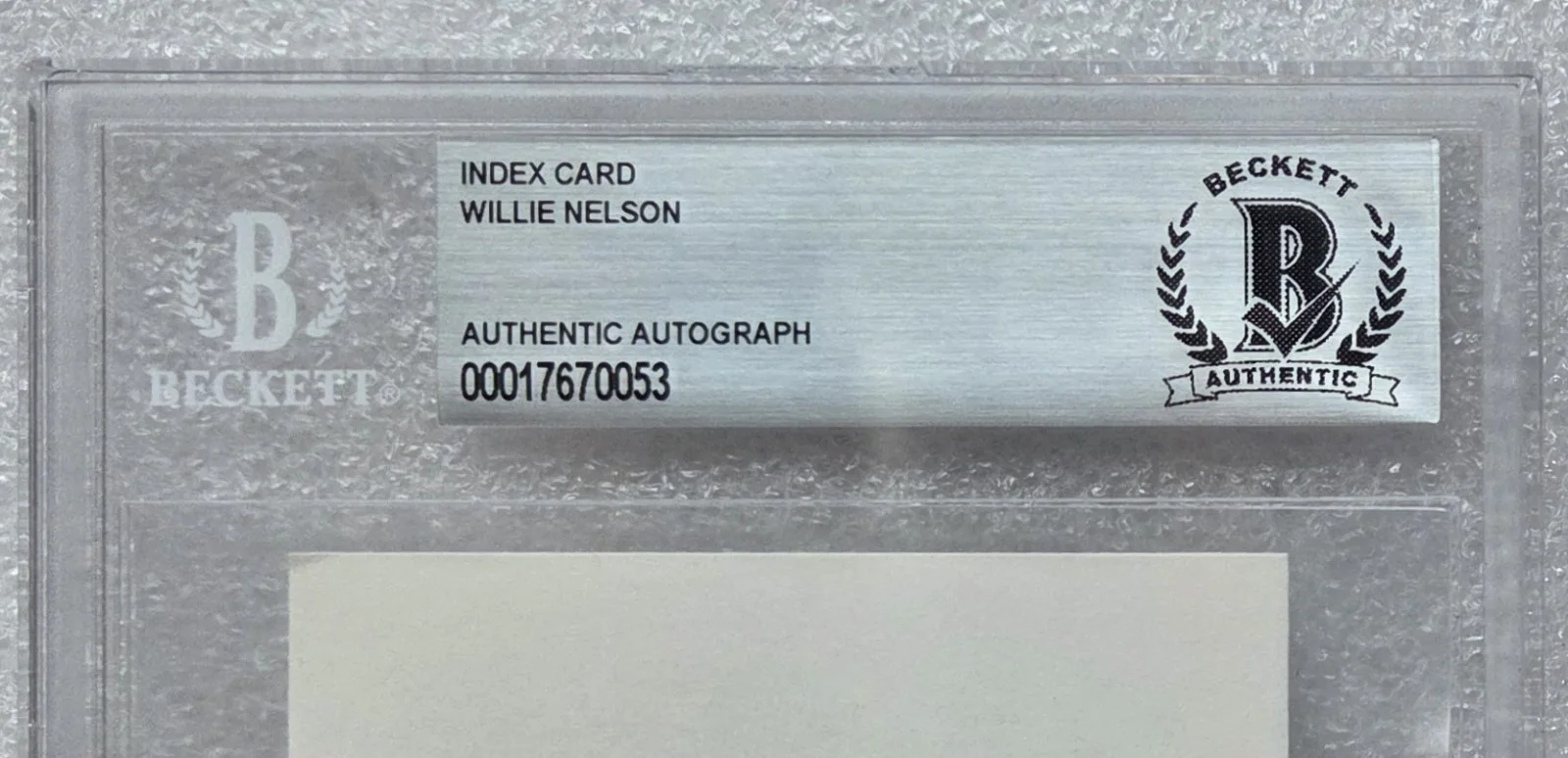WILLIE NELSON SIGNED INDEX CARD SLABBED BECKETT BAS COA COUNTRY AUTOGRAPHED GIFT, image 3