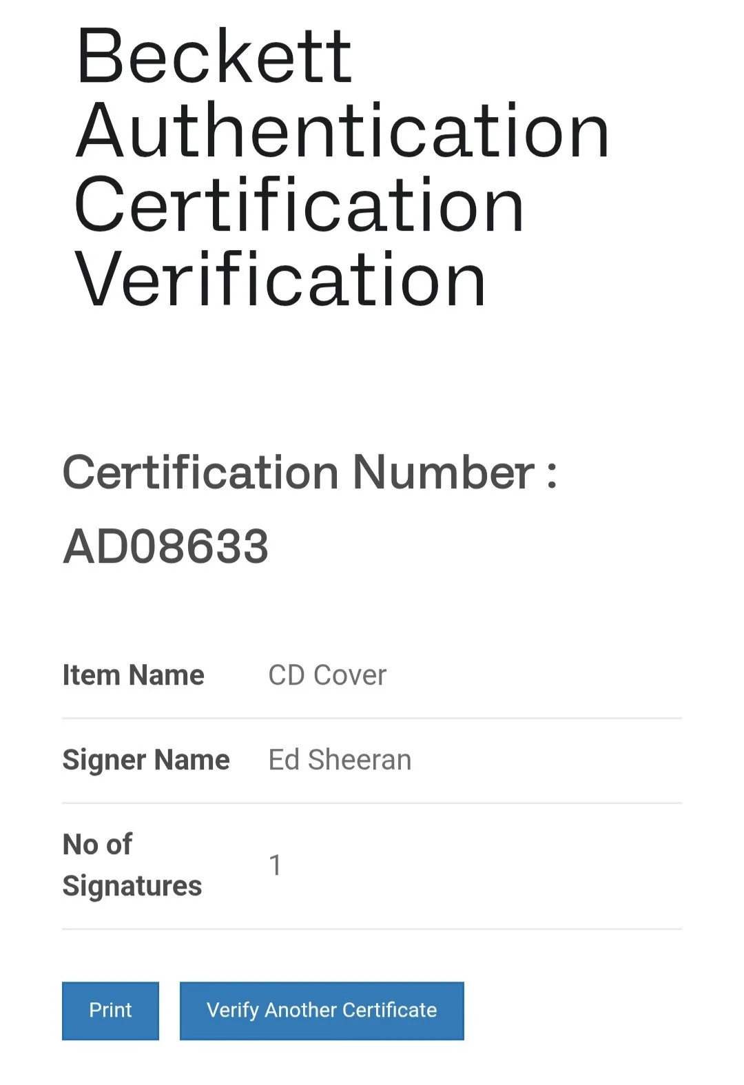 ED SHEERAN CD DISPLAY AUTOGRAPHED BECKETT COA SIGNED - SUBTRACT PRESENT GIFT, image 5