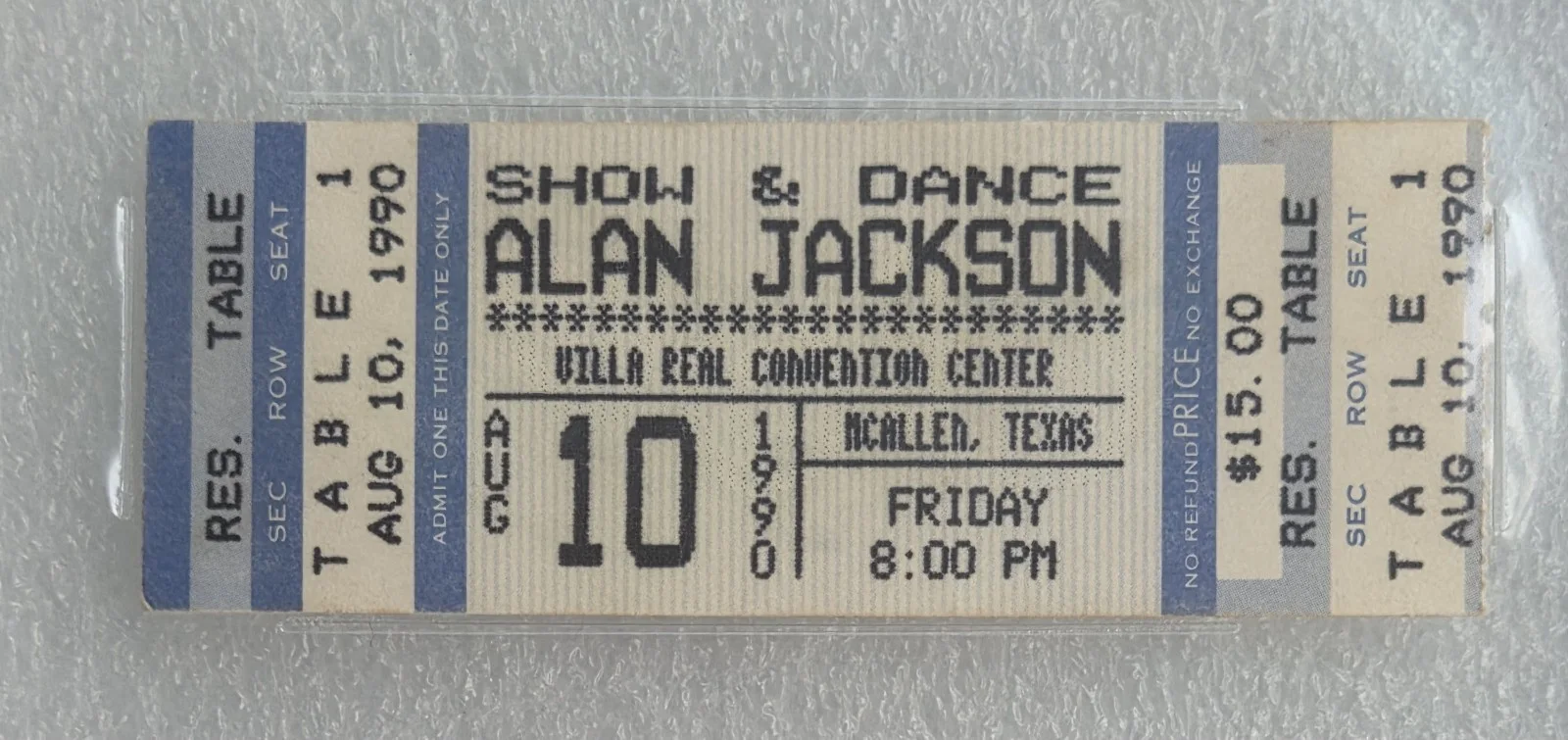 ALAN JACKSON SIGNED TICKET BECKETT BAS COA AUTOGRAPHED SLABBED SLAB 1990 STUB, image 4