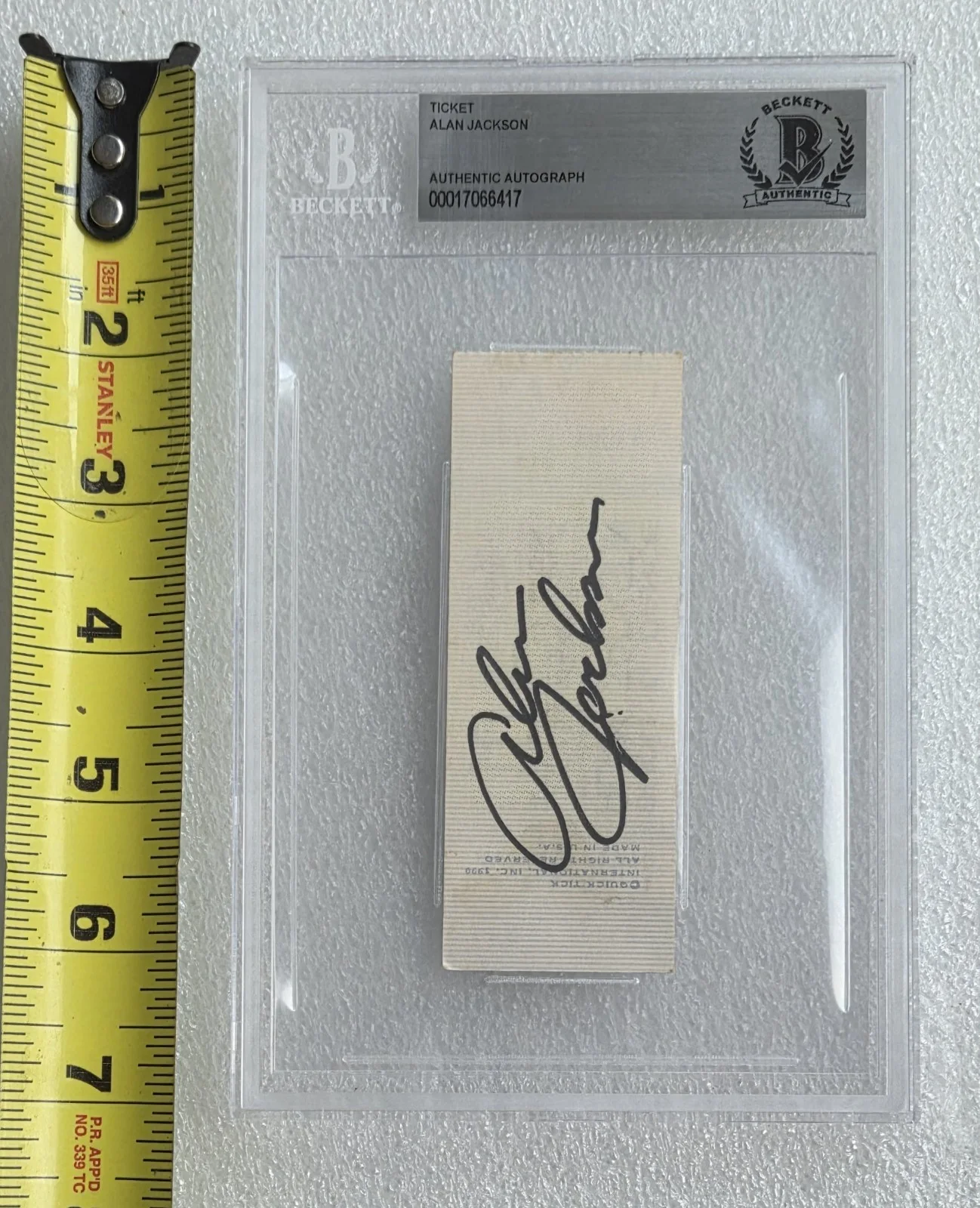 ALAN JACKSON SIGNED TICKET BECKETT BAS COA AUTOGRAPHED SLABBED SLAB 1990 STUB, image 5