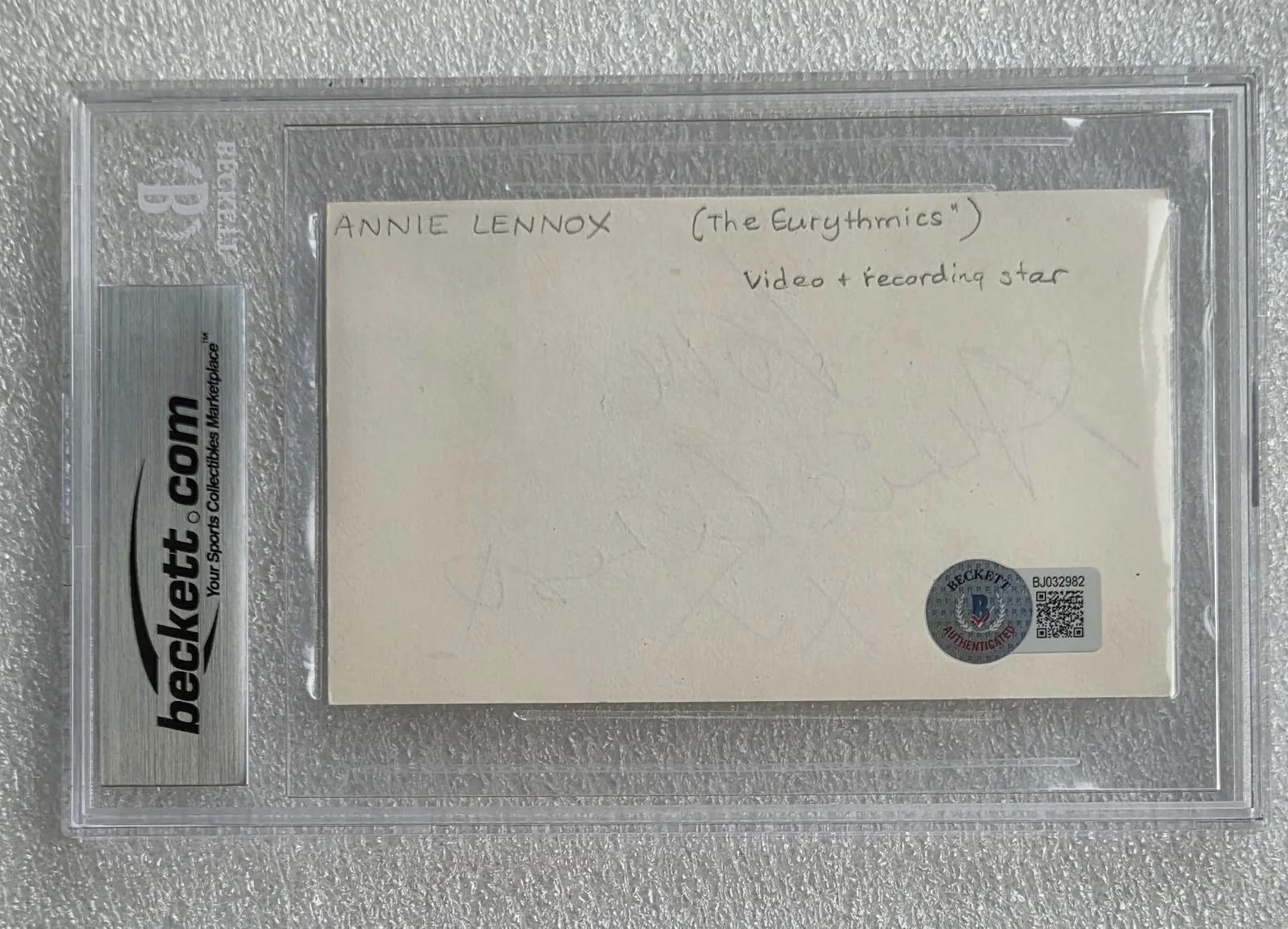ANNIE LENNOX SIGNED SLABBED BECKETT BAS COA MUSIC SINGER AUTOGRAPHED EURYTHMICS, image 3
