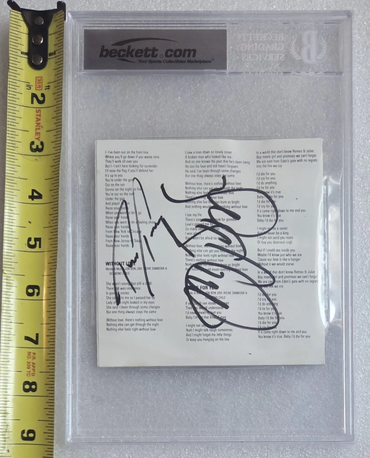 JON BON JOVI SIGNED BECKETT BAS COA AUTOGRAPHED SLABBED SLAB TICO TORRES BAND, image 4