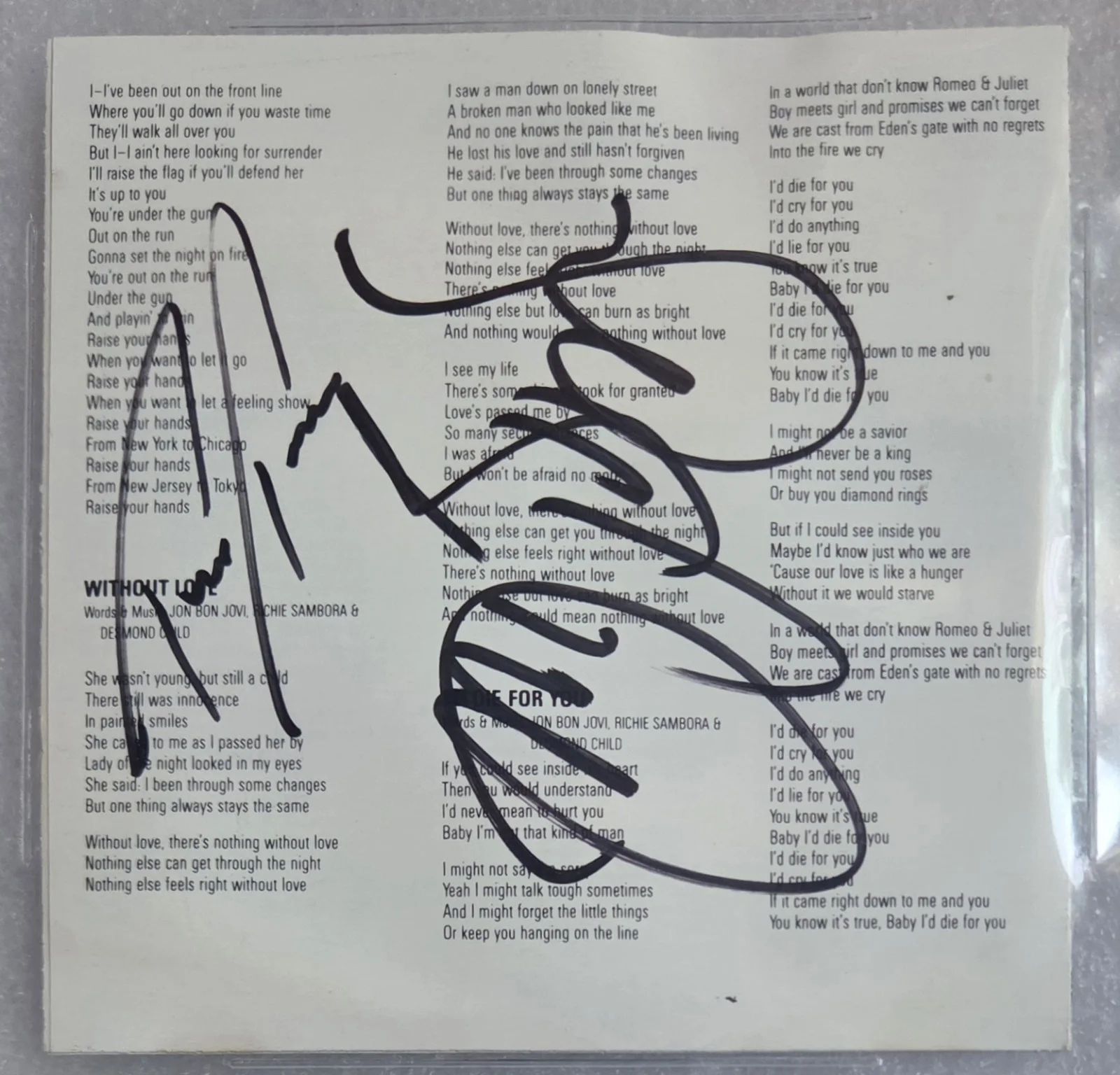 JON BON JOVI SIGNED BECKETT BAS COA AUTOGRAPHED SLABBED SLAB TICO TORRES BAND, image 5
