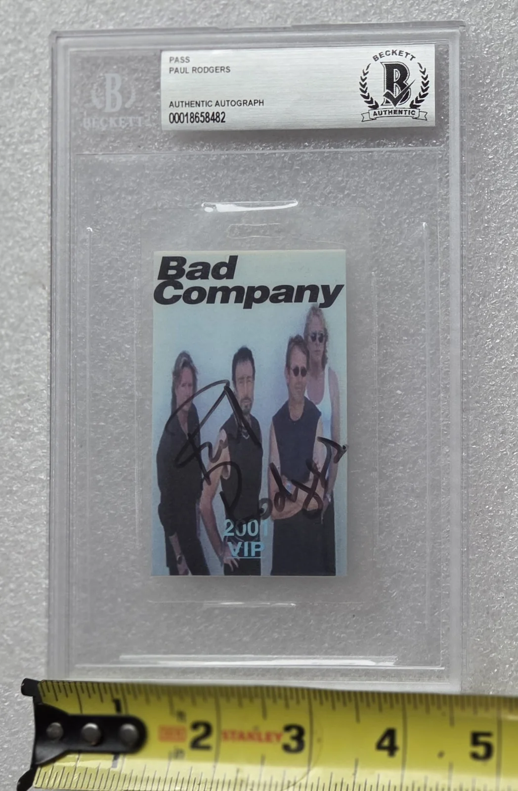 PAUL RODGERS SIGNED PASS BECKETT BAS SLABBED COA BAD COMPANY BAND AUTOGRAPHED, изображение 3