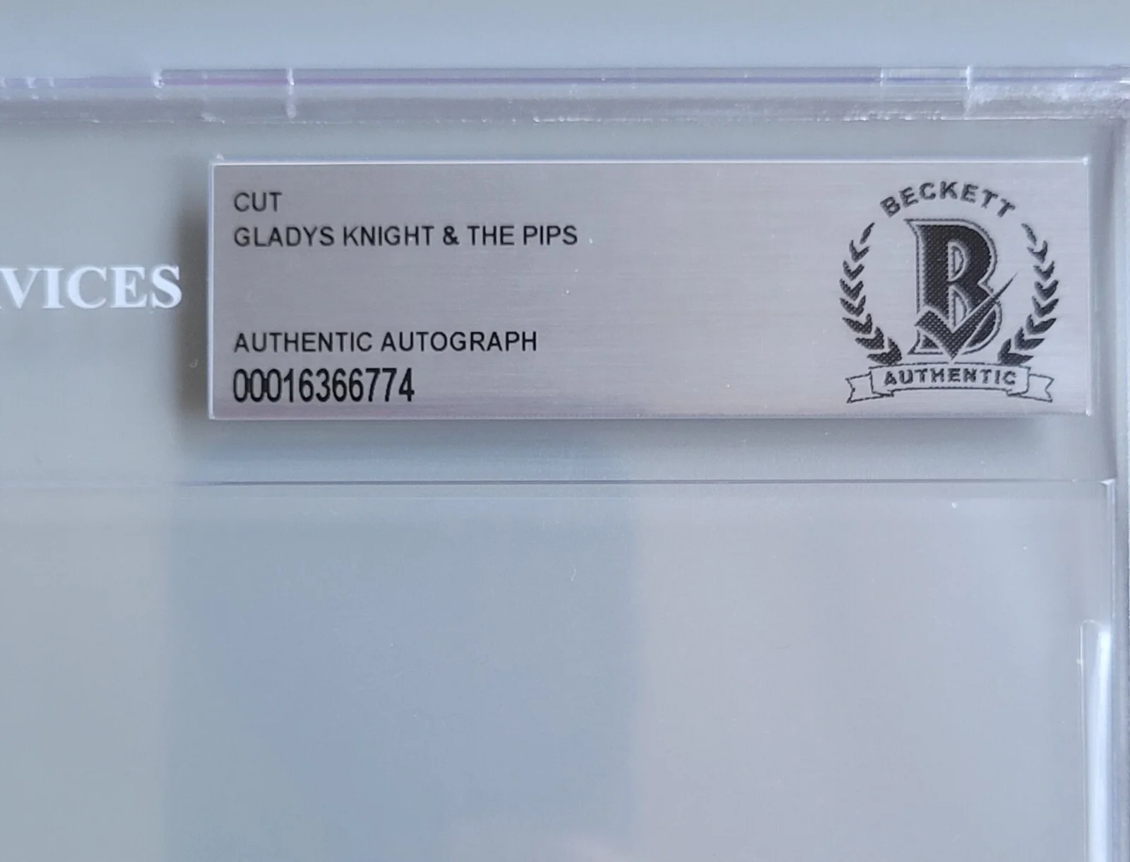 GLADYS KNIGHT & THE PIPS SIGNED SLAB BECKETT BAS COA AUTOGRAPHED CUT SOUL MUSIC, image 4