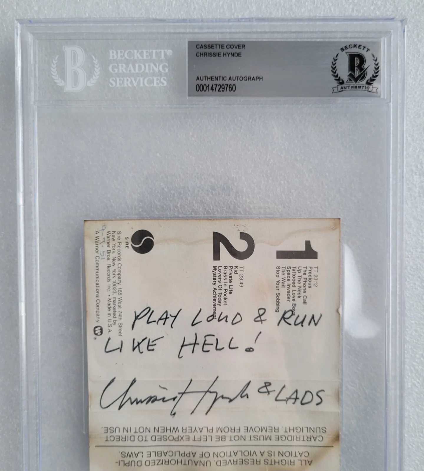 CHRISSIE HYNDE SIGNED SLABBED BECKETT BAS COA THE PRETENDERS BAND AUTOGRAPHED, изображение 4