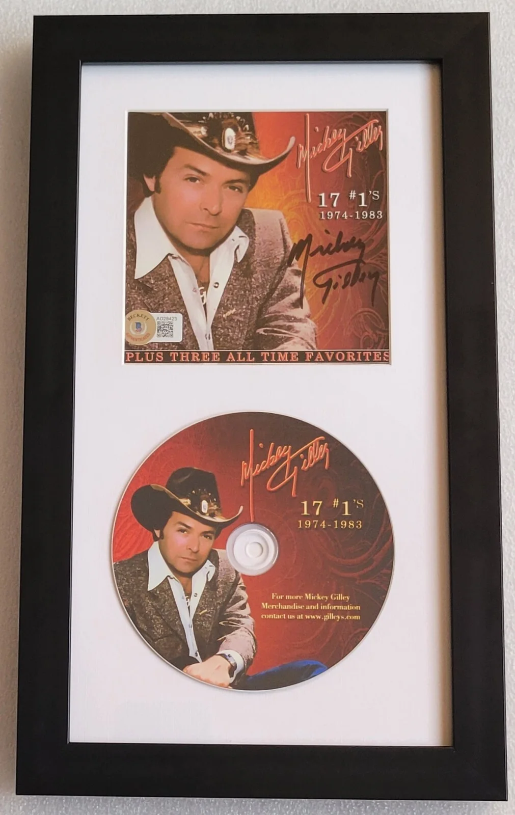 MICKEY GILLEY SIGNED CD DISPLAY BECKETT BAS COA AUTOGRAPHED COUNTRY MUSIC SINGER, изображение 2