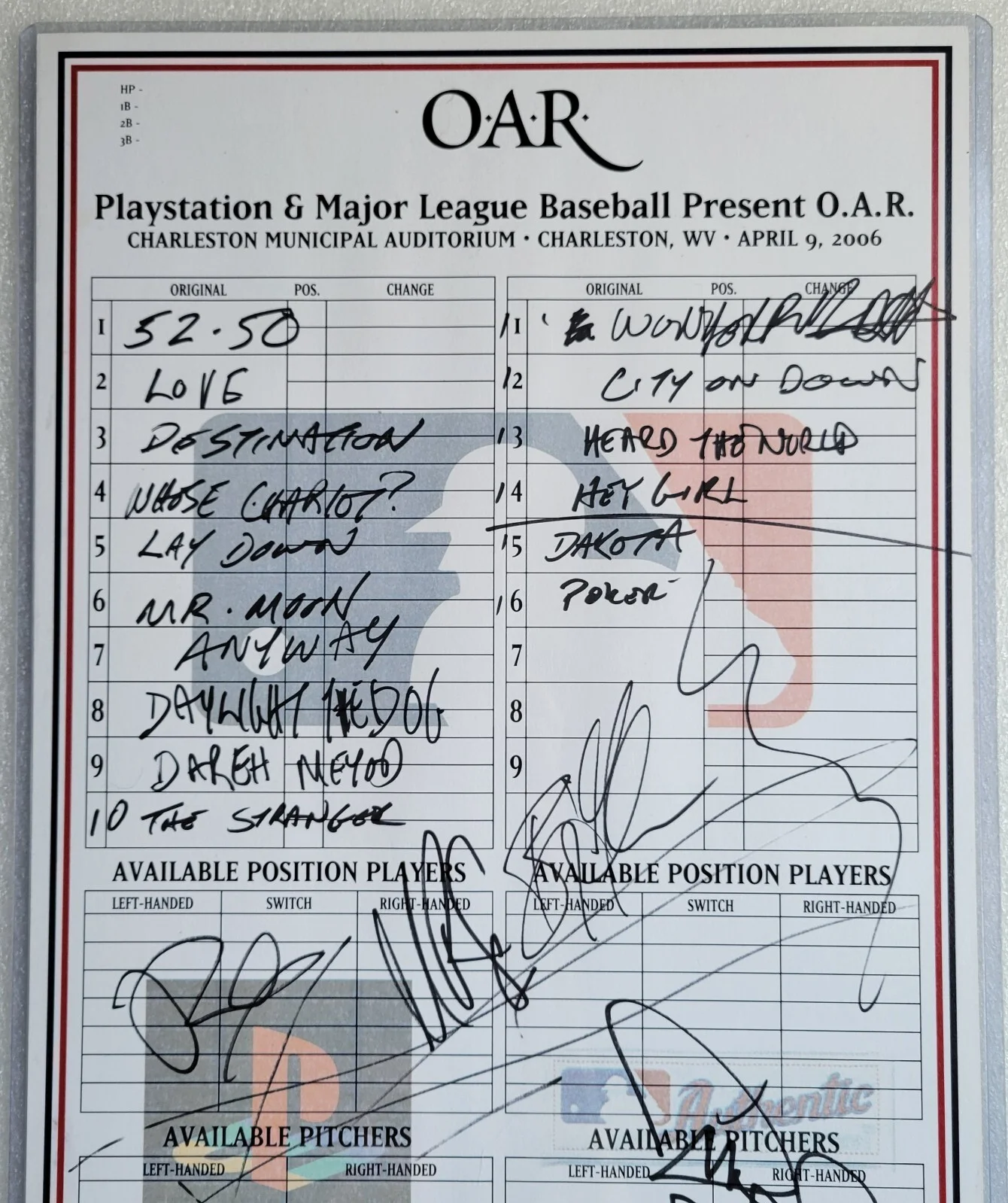 O.A.R. BAND AUTOGRAPHED BECKETT BAS LOA COA SIGNED ROCK MLB CERTIFIED POSTER, изображение 3