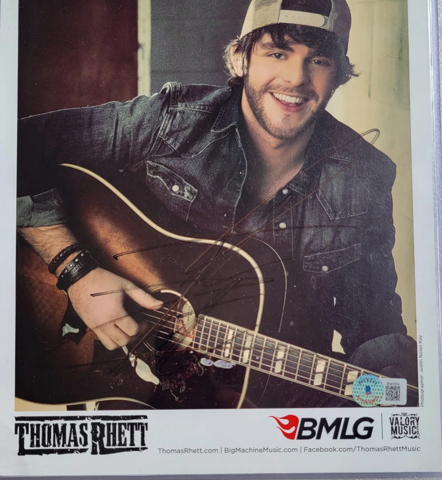 THOMAS RHETT PHOTO AUTOGRAPHED BECKETT BAS COA SIGNED 8X10 COUNTRY MUSIC SINGER, изображение 3
