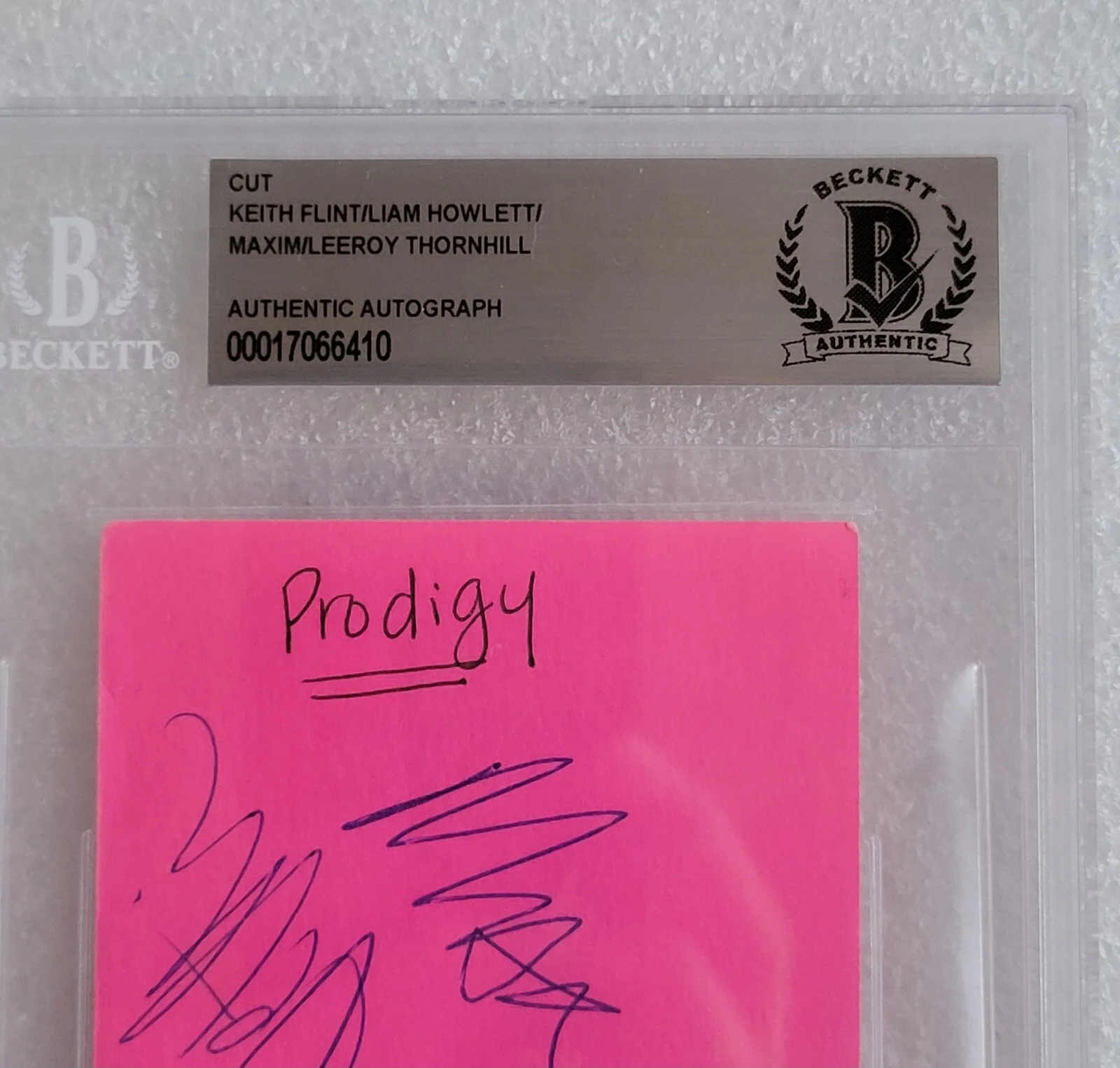 THE PRODIGY SIGNED CUT BECKETT BAS COA SLABBED AUTOGRAPHED MUSIC KEITH FLINT, изображение 2