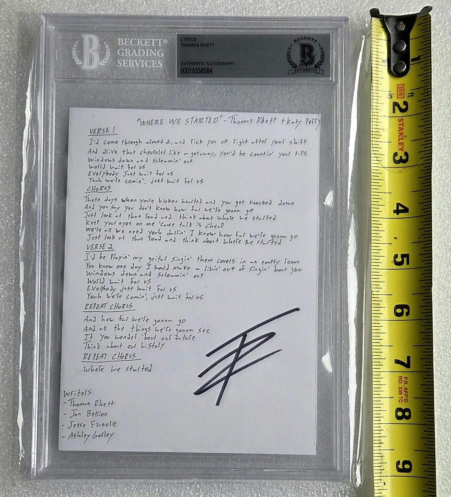 THOMAS RHETT SLABBED LYRICS AUTOGRAPHED BECKETT BAS COA SIGNED COUNTRY MUSIC, изображение 2