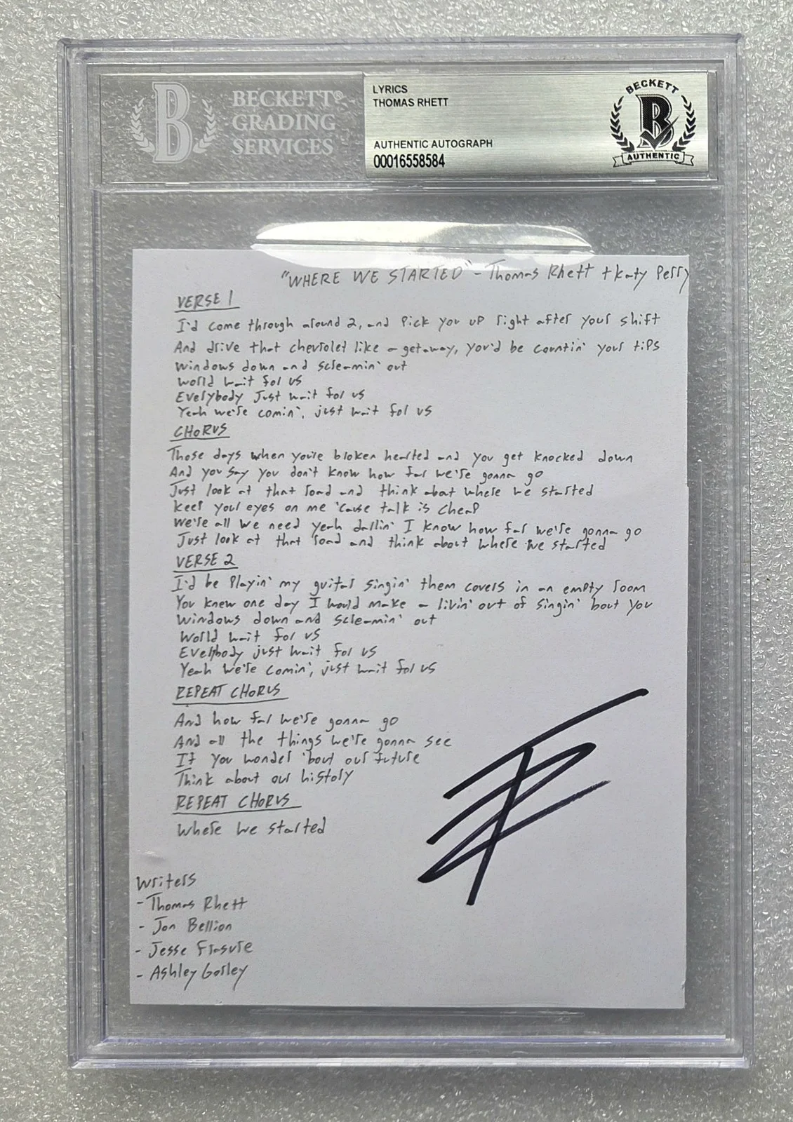 THOMAS RHETT SLABBED LYRICS AUTOGRAPHED BECKETT BAS COA SIGNED COUNTRY MUSIC, изображение 3