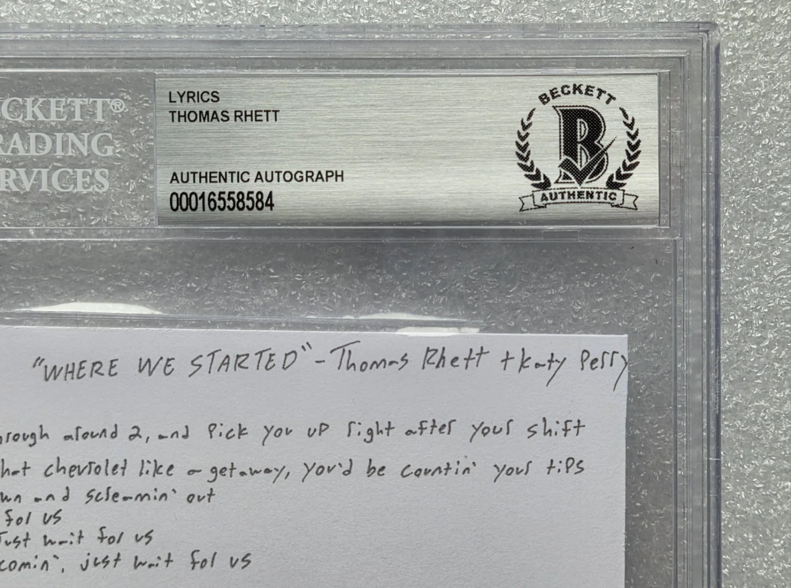 THOMAS RHETT SLABBED LYRICS AUTOGRAPHED BECKETT BAS COA SIGNED COUNTRY MUSIC, изображение 4