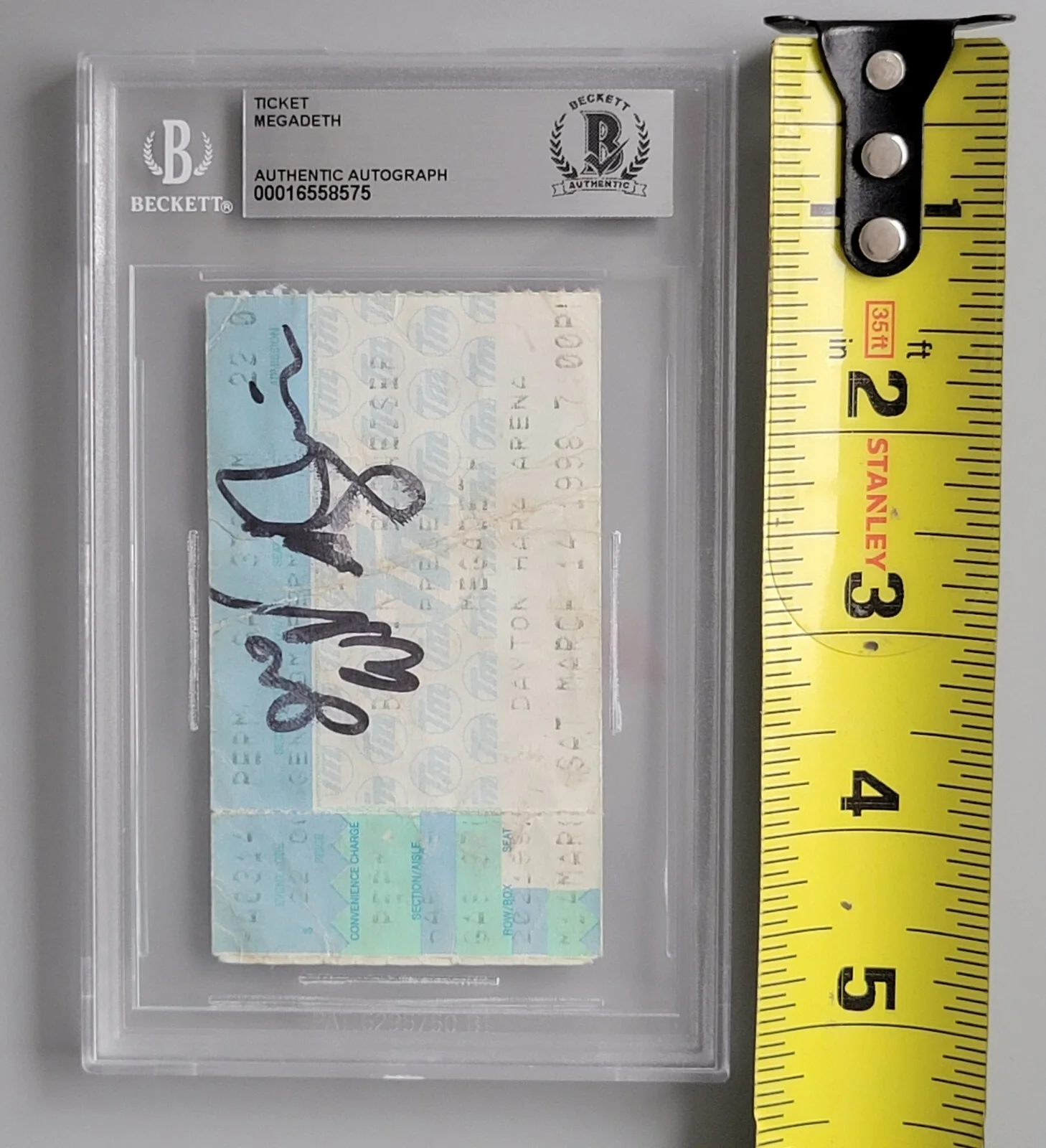 MEGADETH SIGNED SLABBED BECKETT BAS AUTOGRAPHED TICKET BAND FRIEDMAN ELLEFSON, image 2