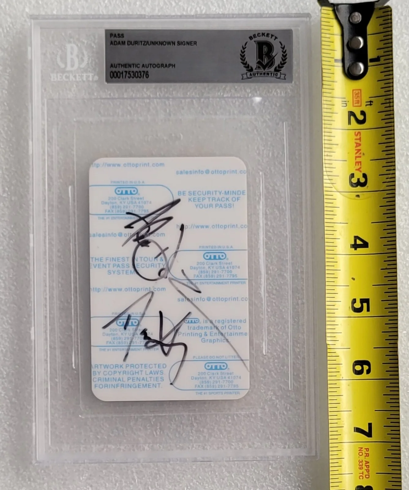 ADAM DURITZ SIGNED PASS BECKETT BAS BGS COA AUTOGRAPHED SLABBED COUNTING CROWS, image 3