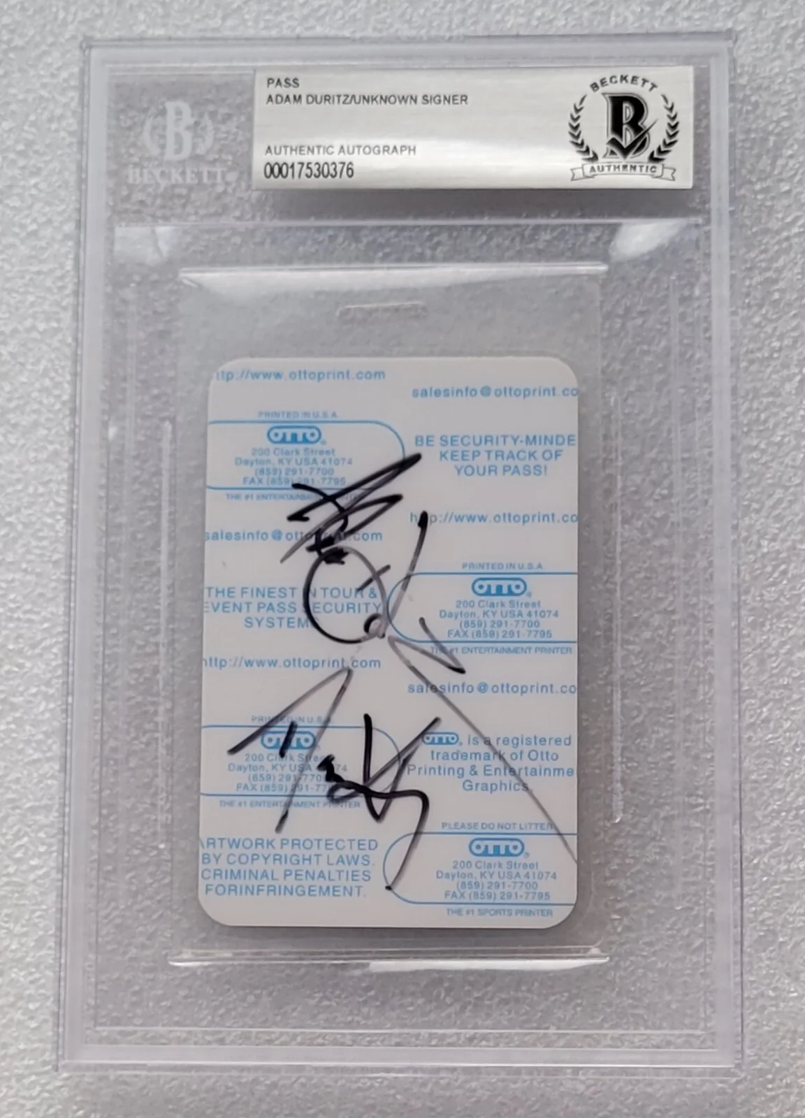 ADAM DURITZ SIGNED PASS BECKETT BAS BGS COA AUTOGRAPHED SLABBED COUNTING CROWS, image 4