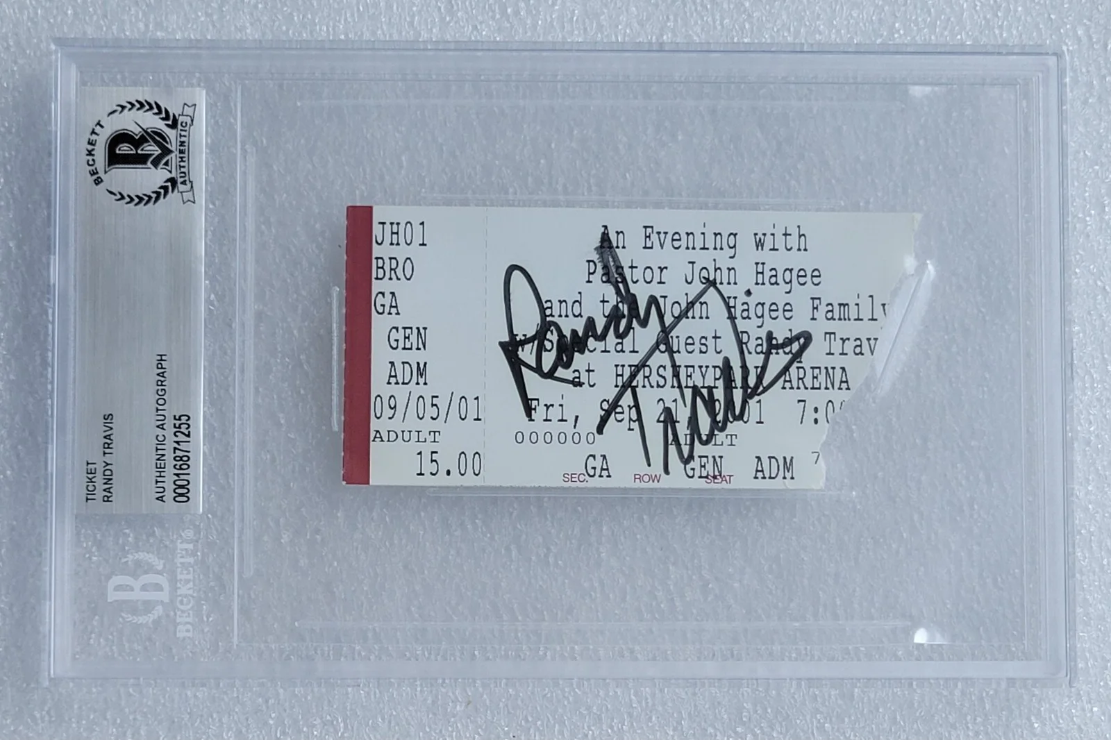 RANDY TRAVIS SIGNED TICKET STUB SLABBED BECKETT BAS COA AUTOGRAPHED MUSIC SINGER, image 5