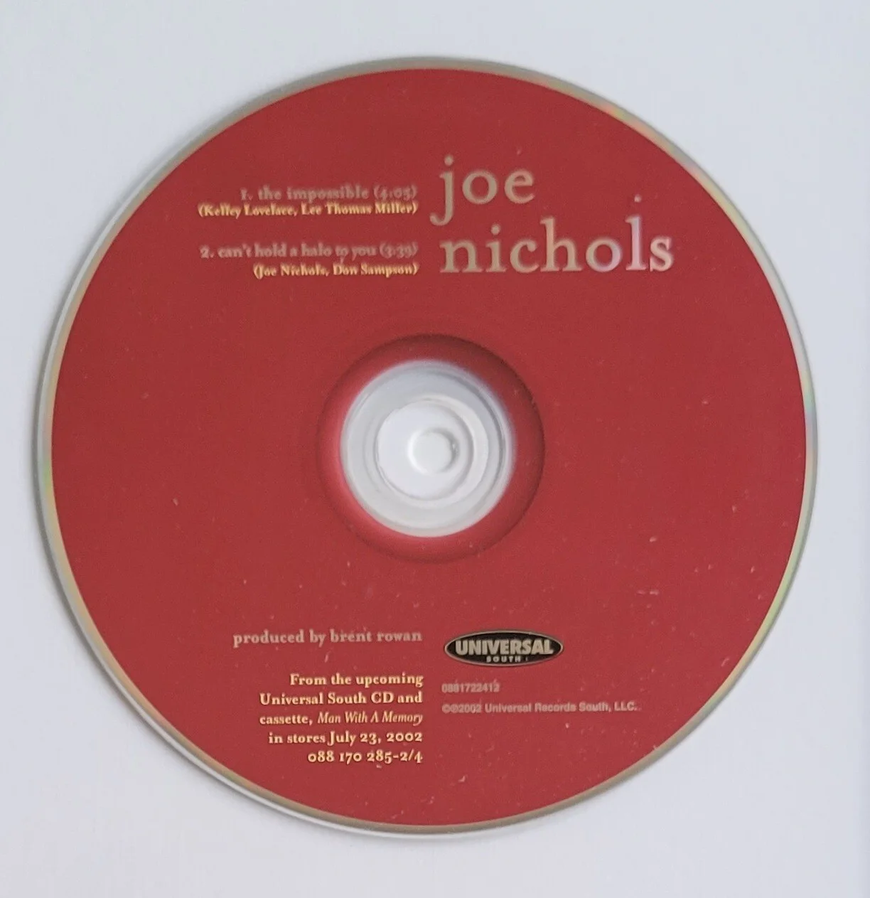 JOE NICHOLS AUTOGRAPHED BECKETT BAS COA SIGNED COUNTRY MUSIC SINGER CD DISPLAY, изображение 5