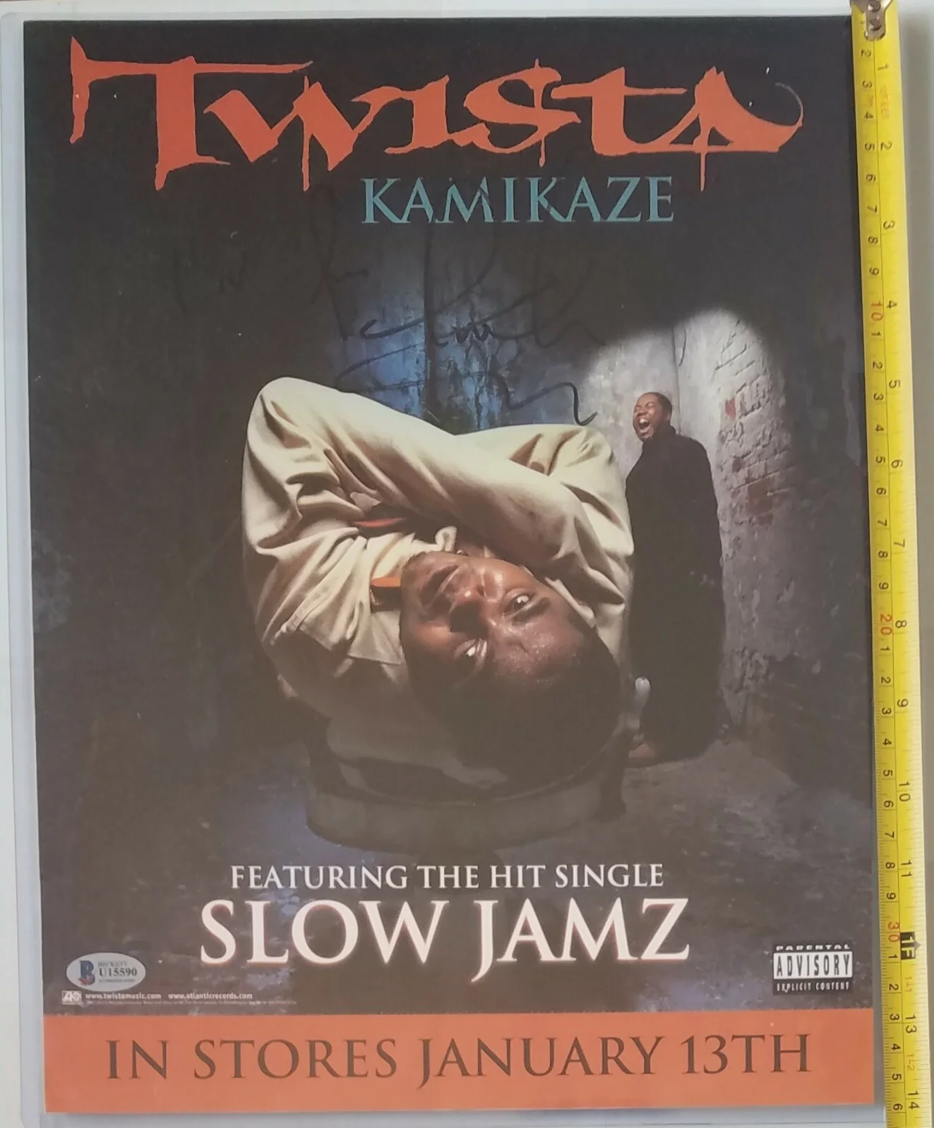 TWISTA SIGNED POSTER BECKETT BAS COA BGS 11X14 AUTOGRAPHED RAP MUSIC RAPPER AUTO, image 3