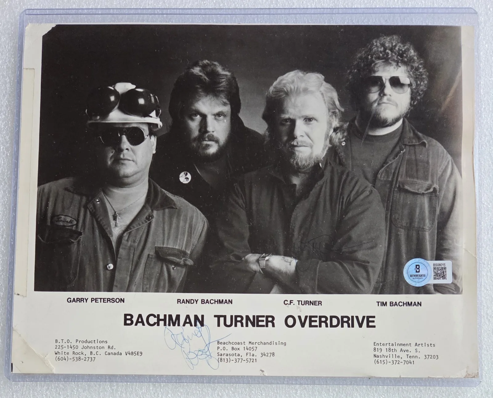 BACHMAN TURNER OVERDRIVE SIGNED BECKETT BAS COA AUTOGRAPHED RARE 8X10 PHOTO BTO, изображение 2