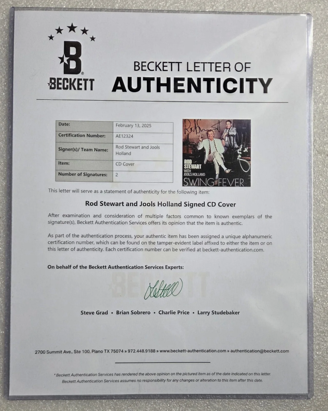 ROD STEWART SIGNED CD DISPLAY BECKETT LOA BAS COA AUTOGRAPHED JOOLS PRESENT GIFT, image 4