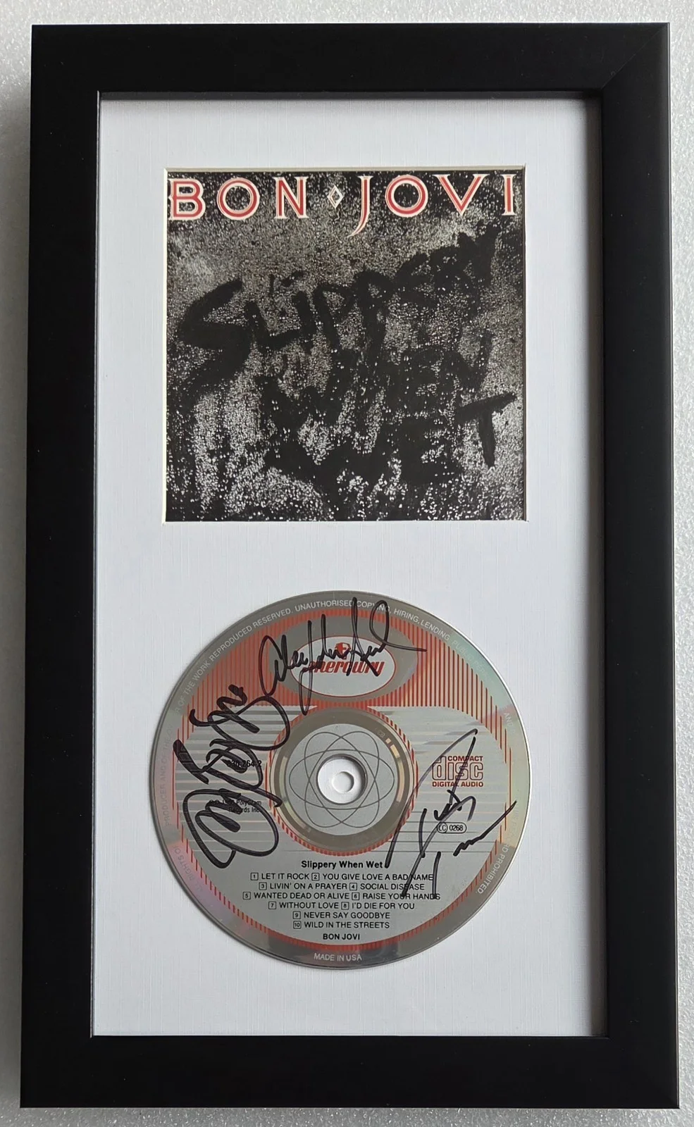 BON JOVI AUTOGRAPHED BECKETT BAS LOA COA BAND SIGNED MUSIC CD DISPLAY LETTER, изображение 2