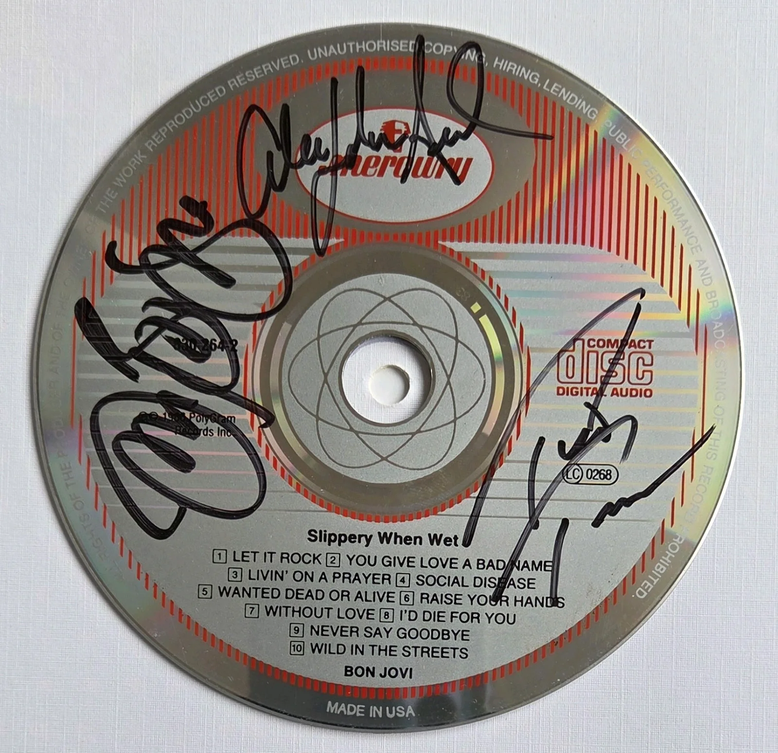 BON JOVI AUTOGRAPHED BECKETT BAS LOA COA BAND SIGNED MUSIC CD DISPLAY LETTER, изображение 3