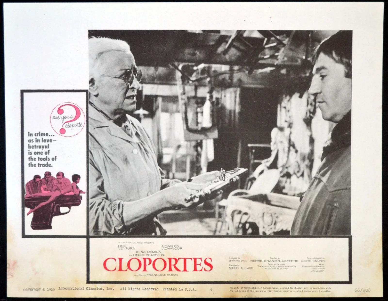 CLOPORTES 1966 Lino Ventura, Charles Aznavour, Irina Demick 3 LOBBY CARDS, изображение 3