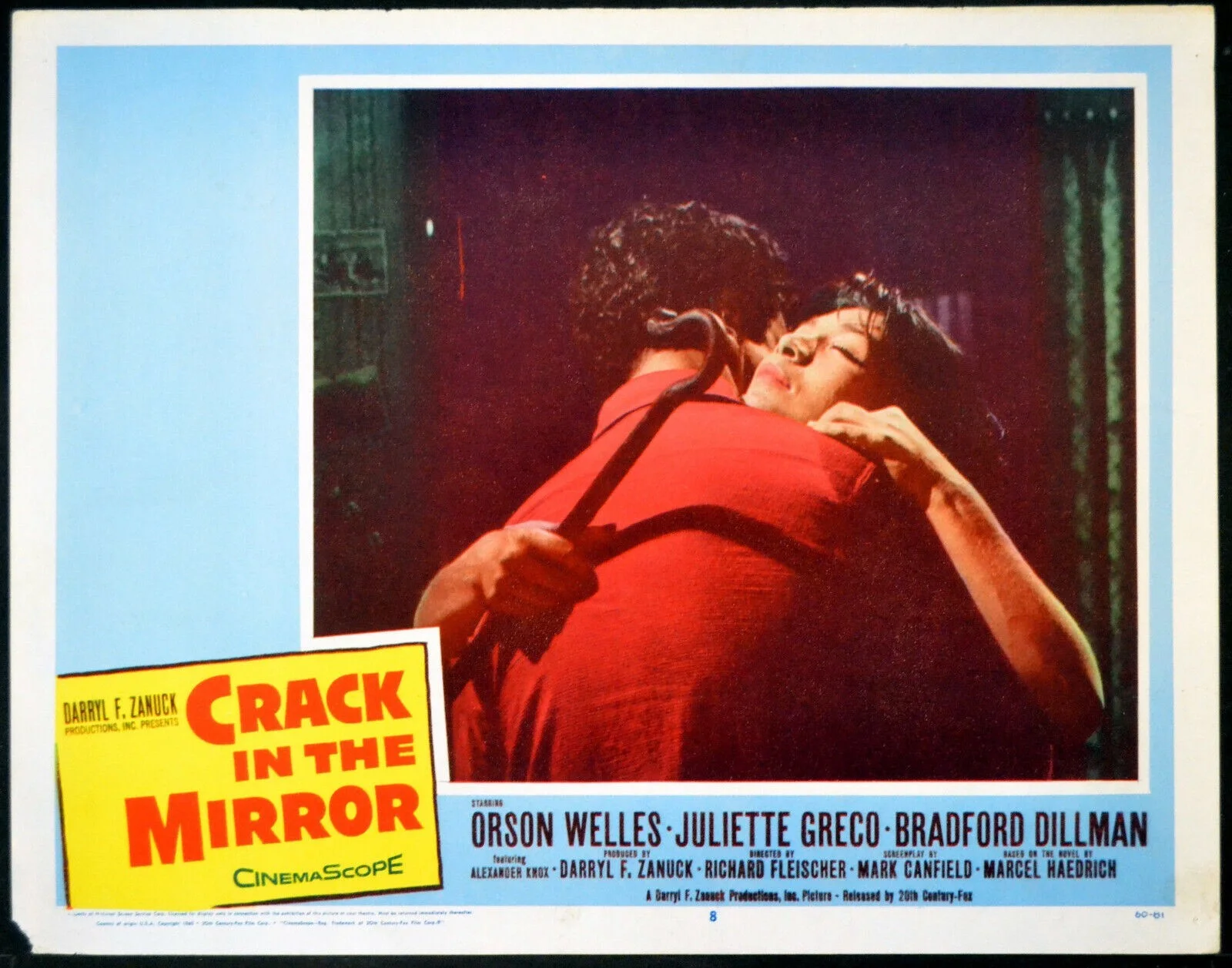 CRACK IN THE MIRROR 1960 Bradford Dillman, Juliette Gréco 3 LOBBY CARDS, image 3