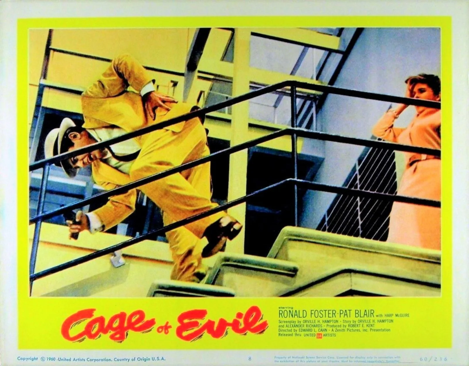 CAGE OF EVIL 1960 Ron Foster, Patricia Blair, Harp McGuire 3 LOBBY CARDS, изображение 3
