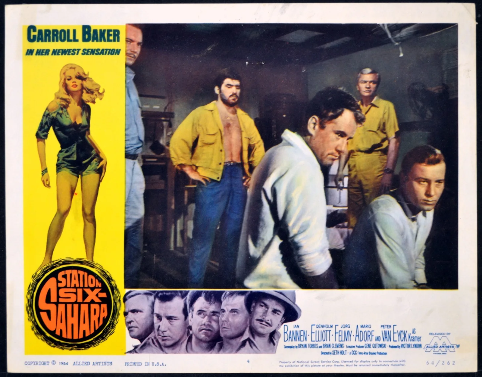 STATION SIX SAHARA 1964 Carroll Baker, Peter van Eyck, Ian Bannen 3 LOBBY CARDS, image 2