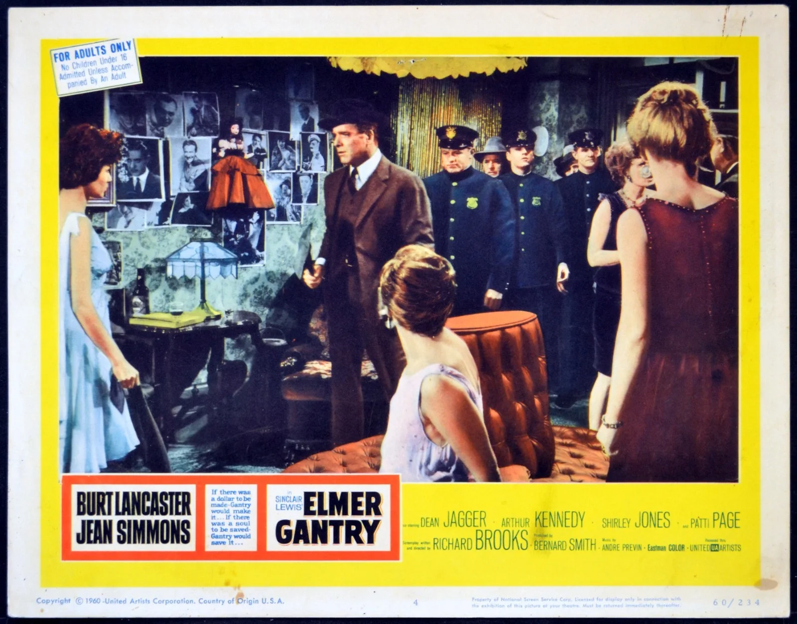 ELMER GANTRY 1960 Burt Lancaster, Jean Simmons - Richard Brooks 3 LOBBY CARDS, image 2