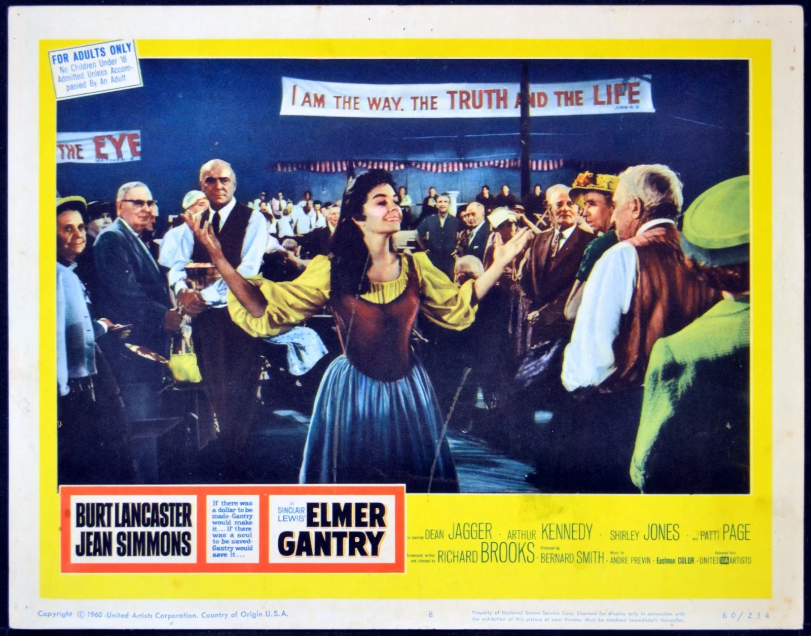 ELMER GANTRY 1960 Burt Lancaster, Jean Simmons - Richard Brooks 3 LOBBY CARDS, image 3