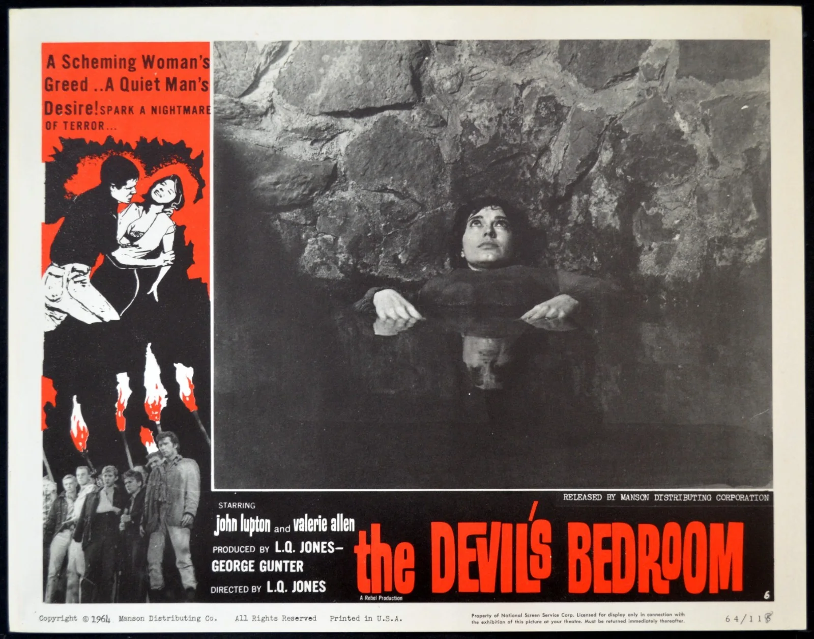 DEVIL’S BEDROOM 1964 John Lupton, Valerie Allen, L. Q. Jones 4 LOBBY CARDS, image 2