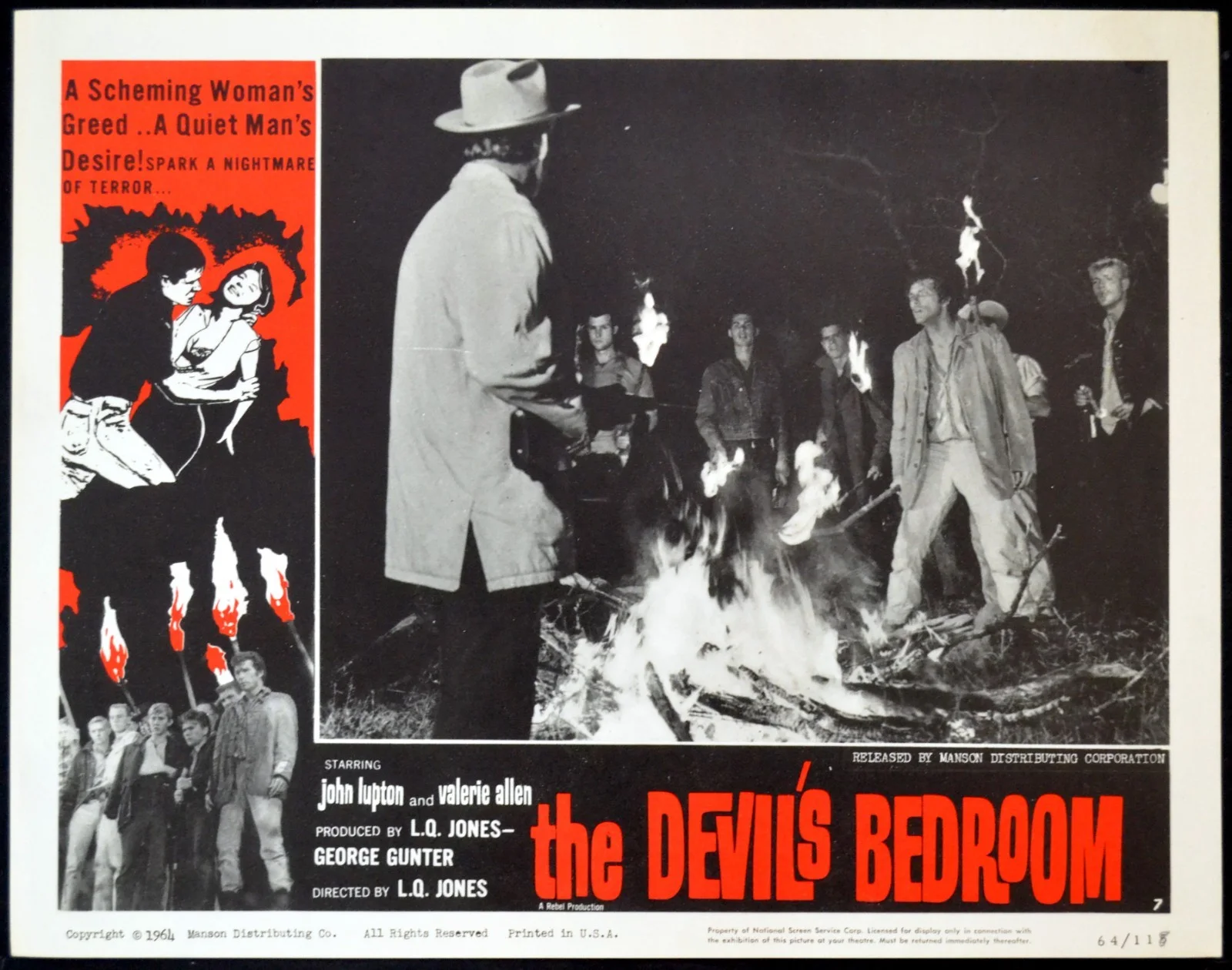 DEVIL’S BEDROOM 1964 John Lupton, Valerie Allen, L. Q. Jones 4 LOBBY CARDS, image 3
