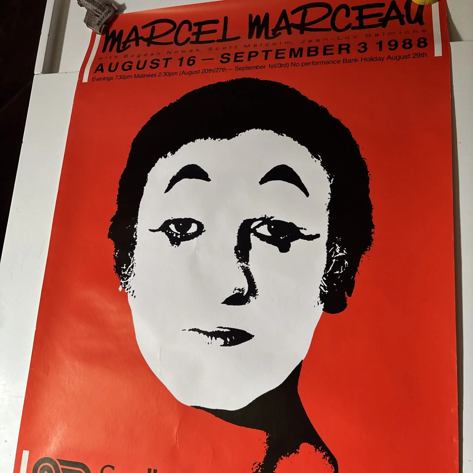 MARCEL MARCEAU POSTER - 1988 - RARE ORIGINAL, image 2