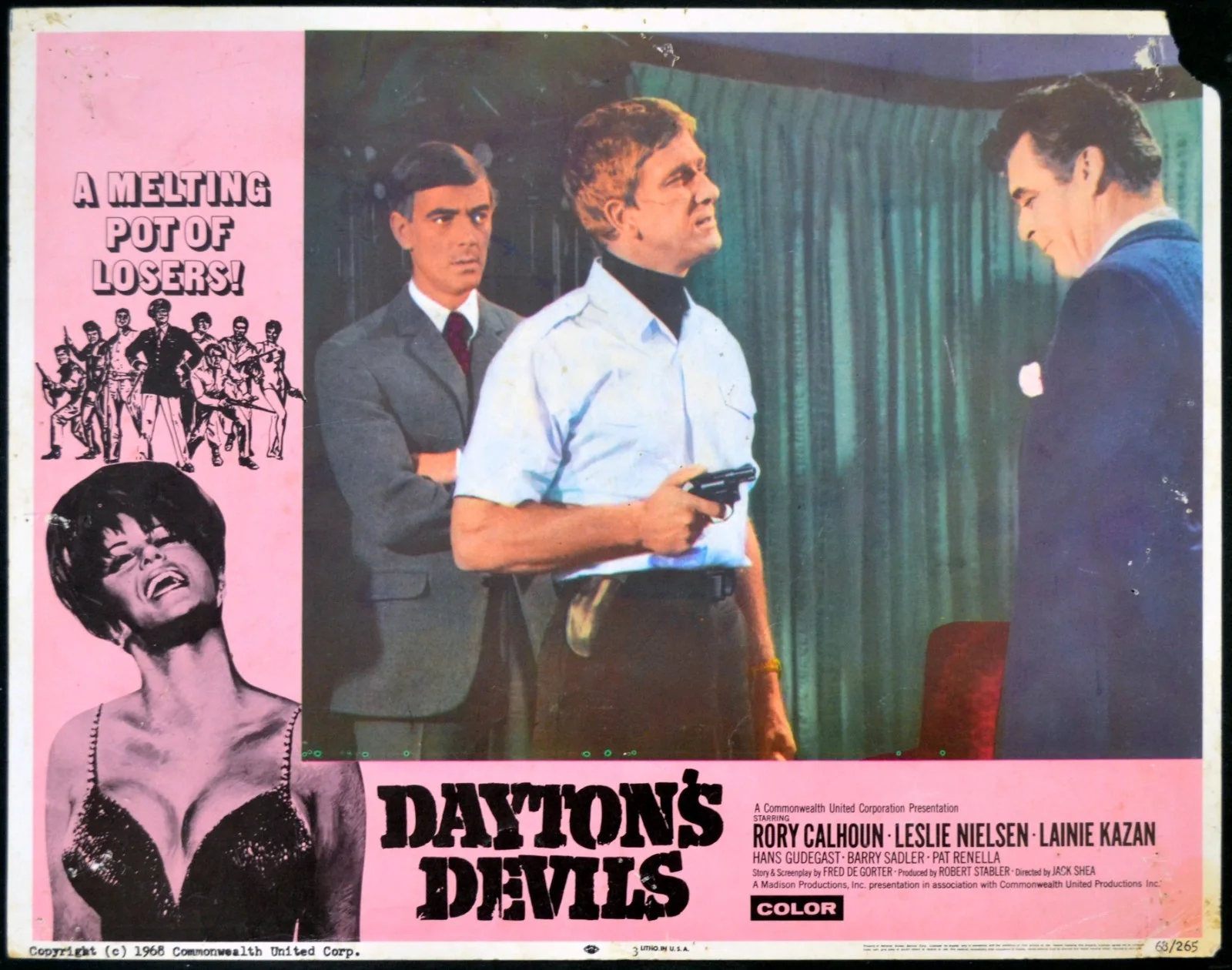 DAYTON’S DEVILS 1968 Rory Calhoun, Leslie Nielsen 5 LOBBY CARDS, image 2