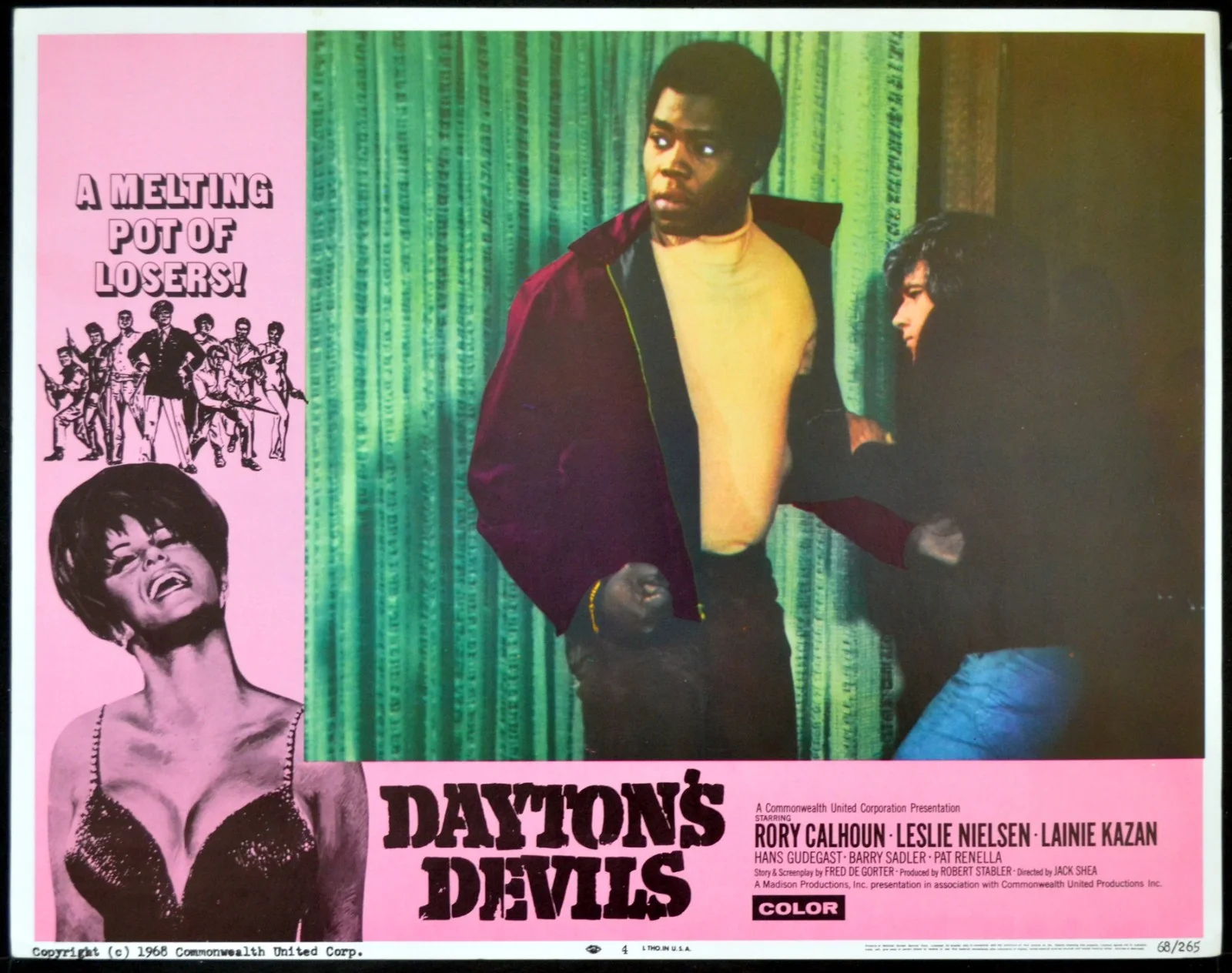 DAYTON’S DEVILS 1968 Rory Calhoun, Leslie Nielsen 5 LOBBY CARDS, image 3