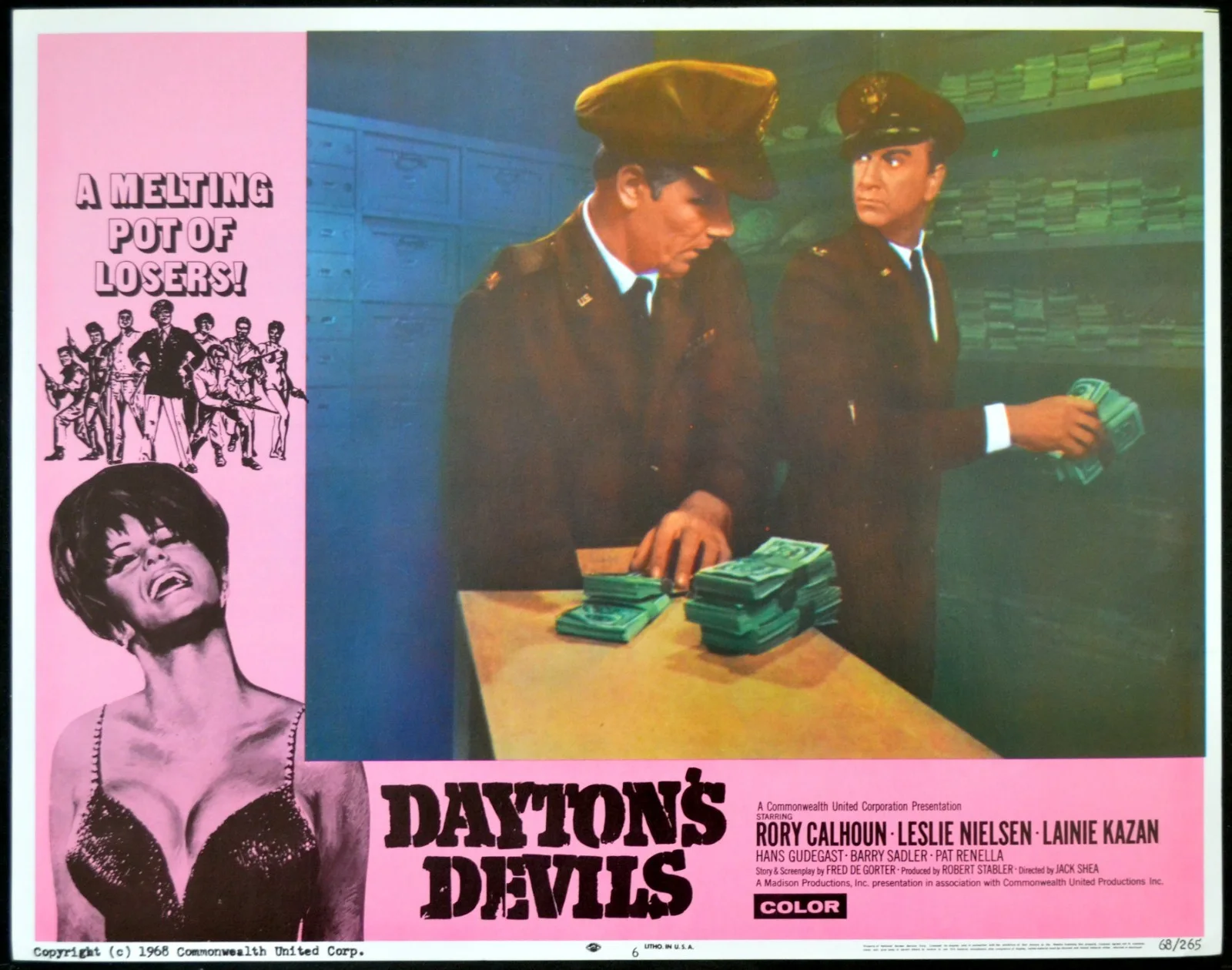 DAYTON’S DEVILS 1968 Rory Calhoun, Leslie Nielsen 5 LOBBY CARDS, image 4